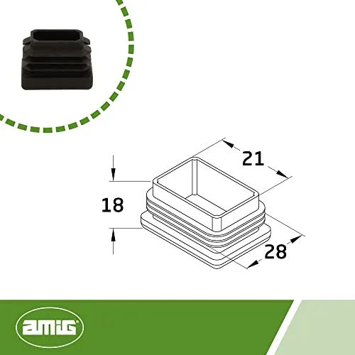 Amig 662 puntale interno rettangolare 30x20 mm nero