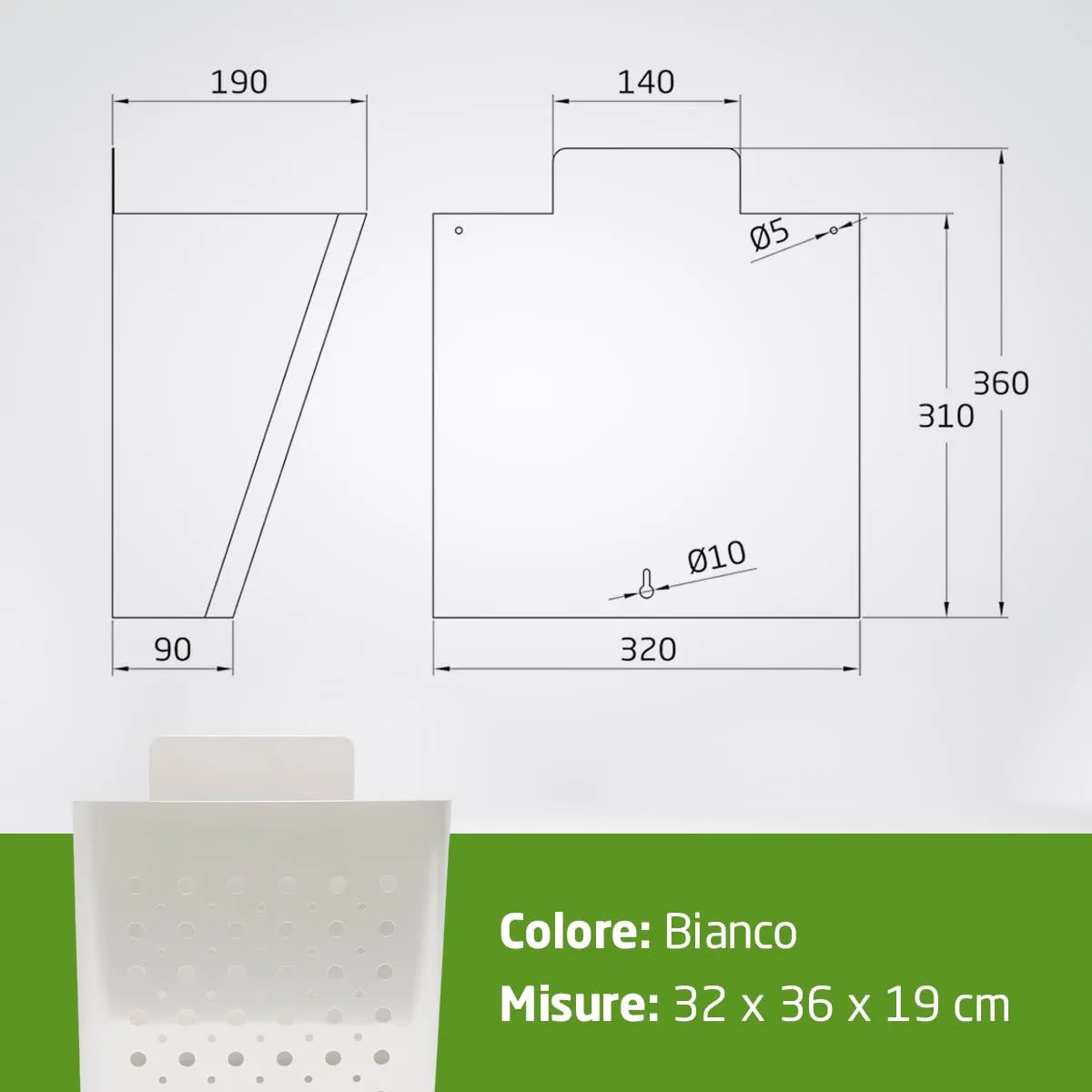 Amig Cassetta postale cestino 32x36x19 cm acciaio bianco