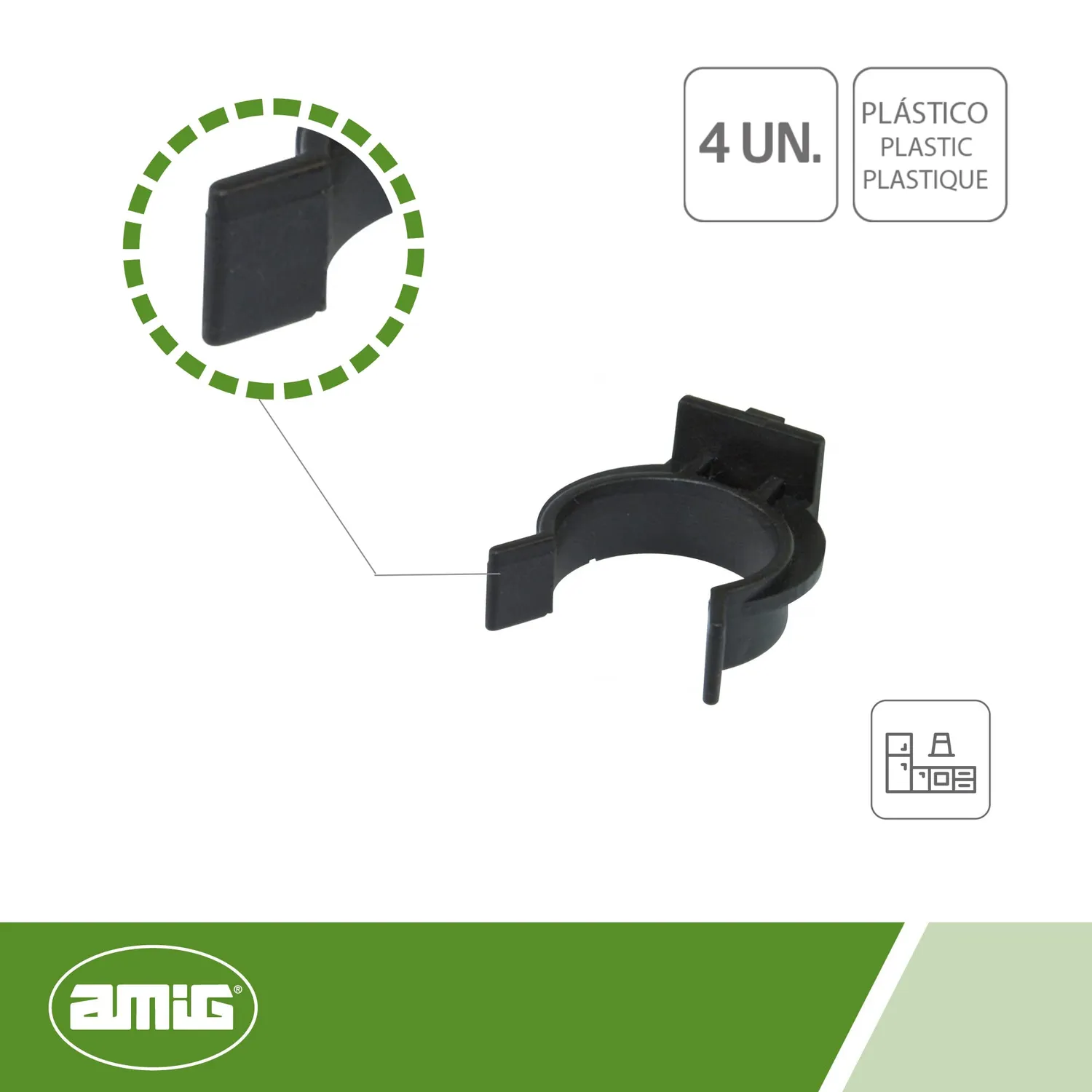 Amig Mod. 9 piedini cucina regolabili kit 4 pezzi neri