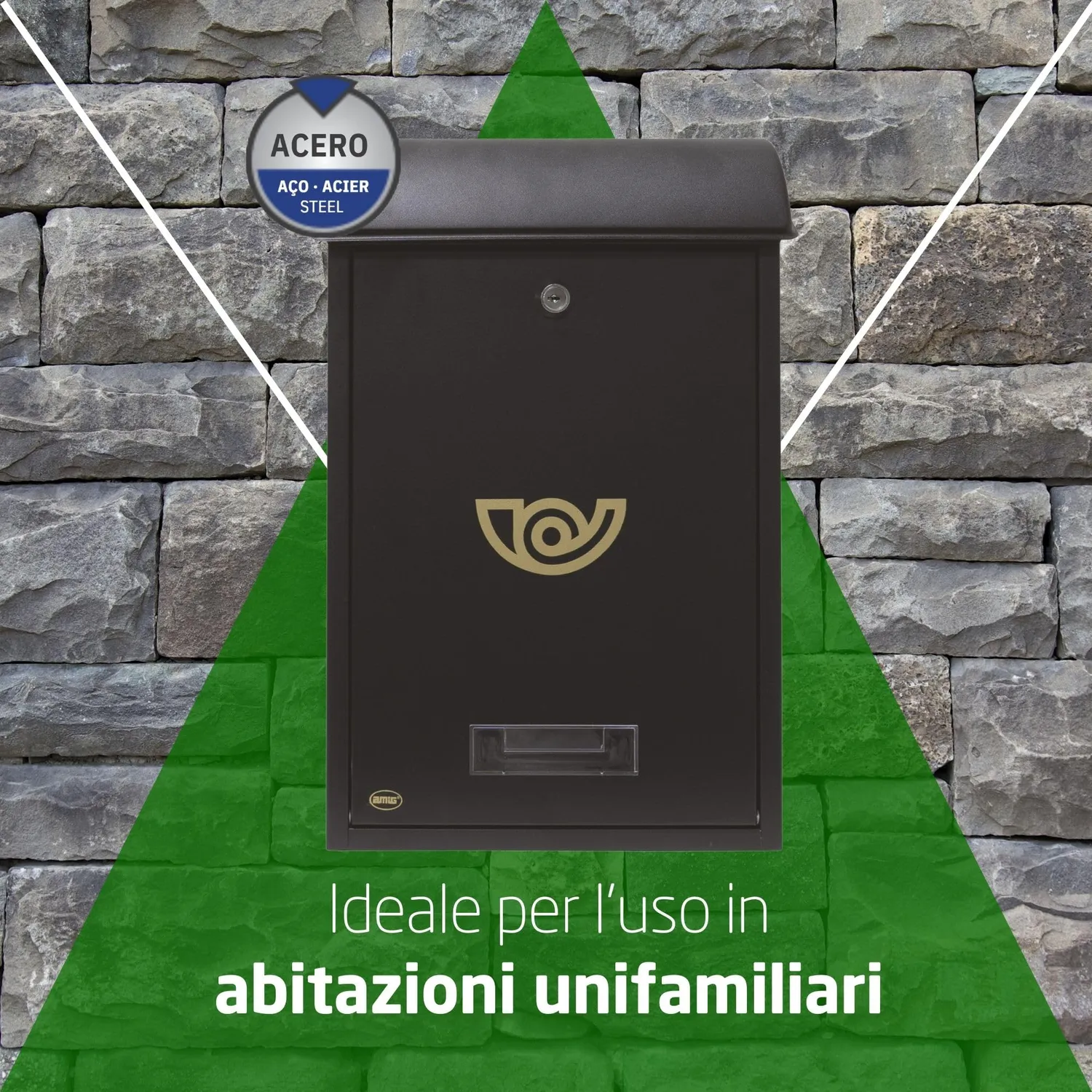 Amig cassetta lettere acciaio nero 40x25x10 cm