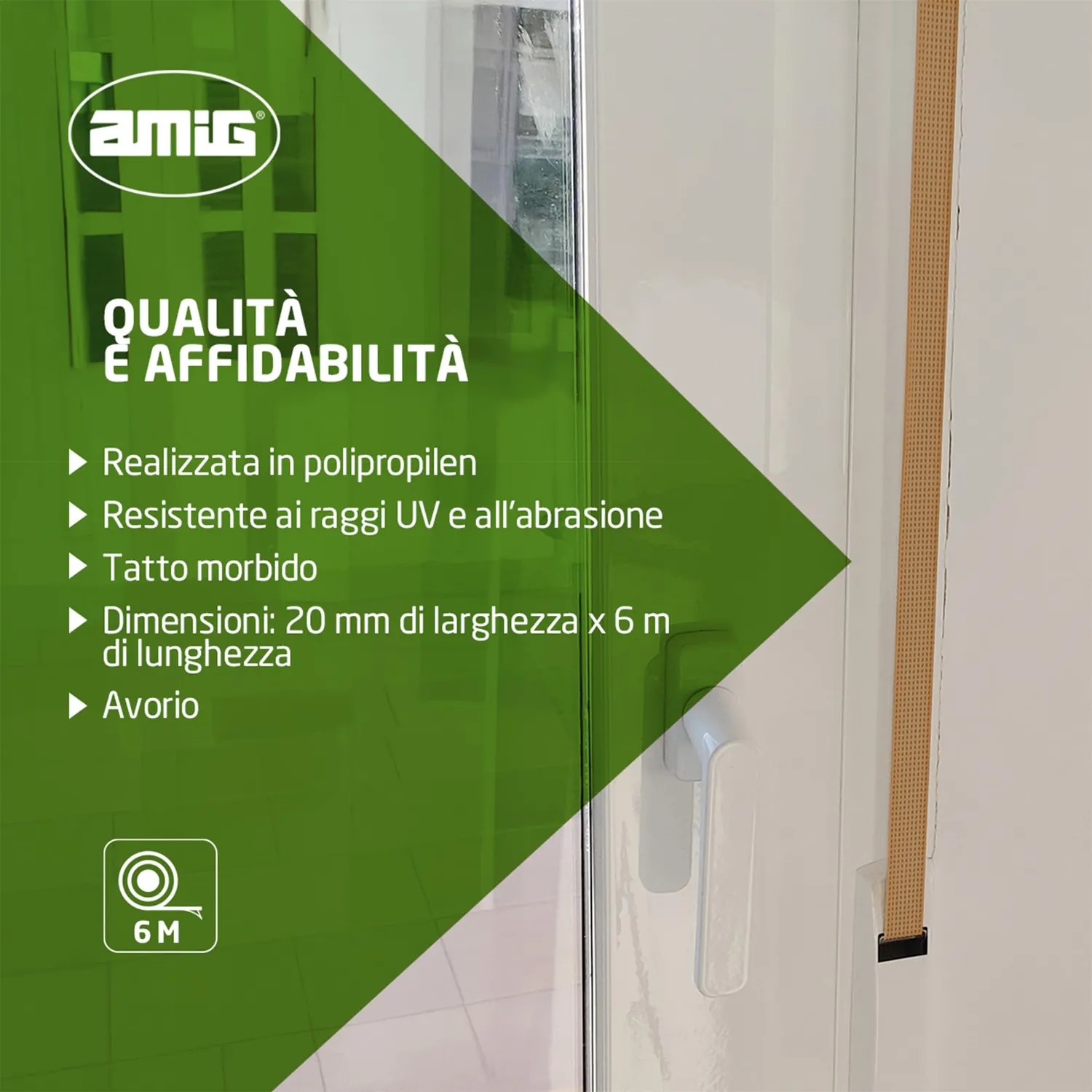 Amig Nastro Avvolgitore Tapparelle 20mm x 6m Avorio
