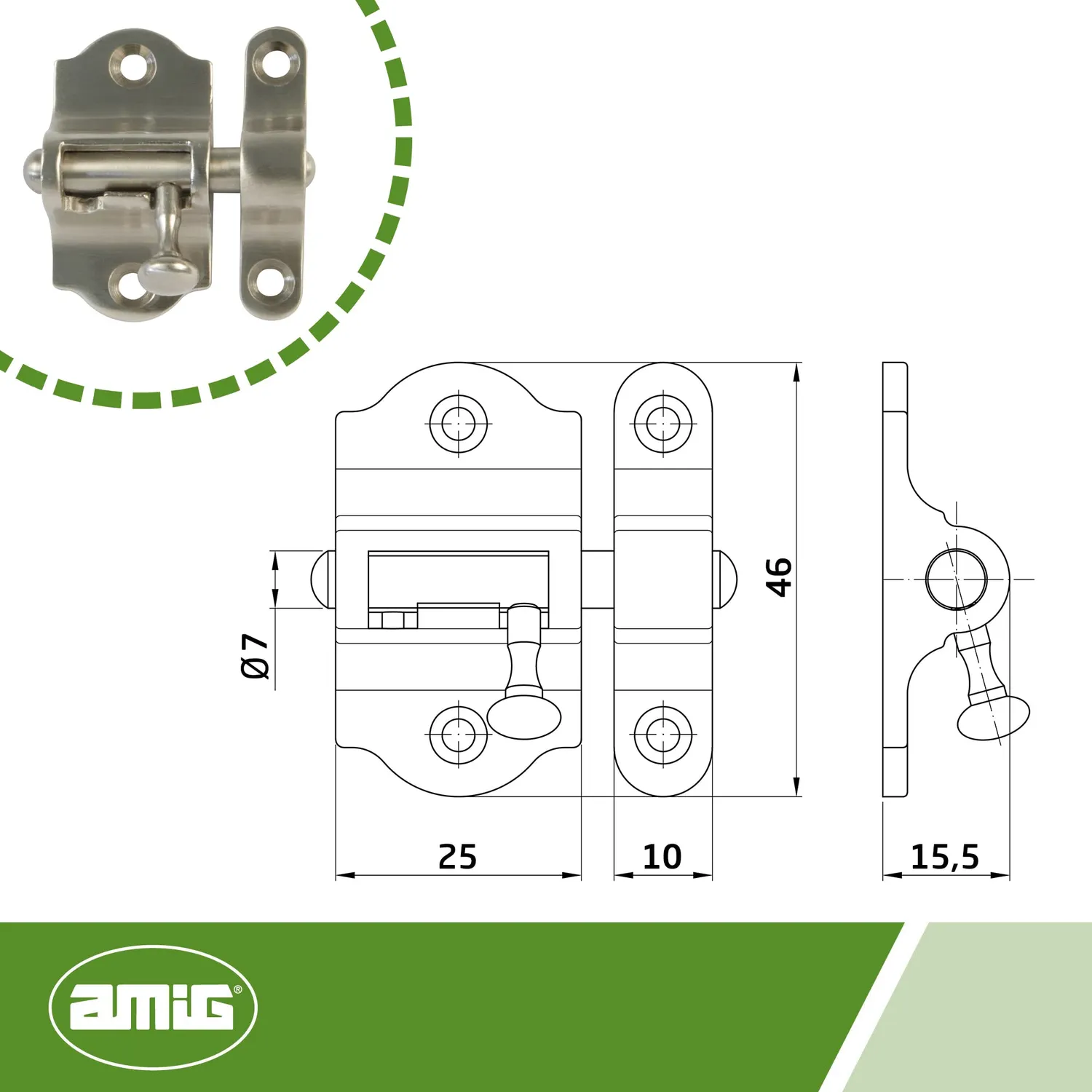 Amig Mod.720 catenaccio porta 25x46 mm ottone cromato