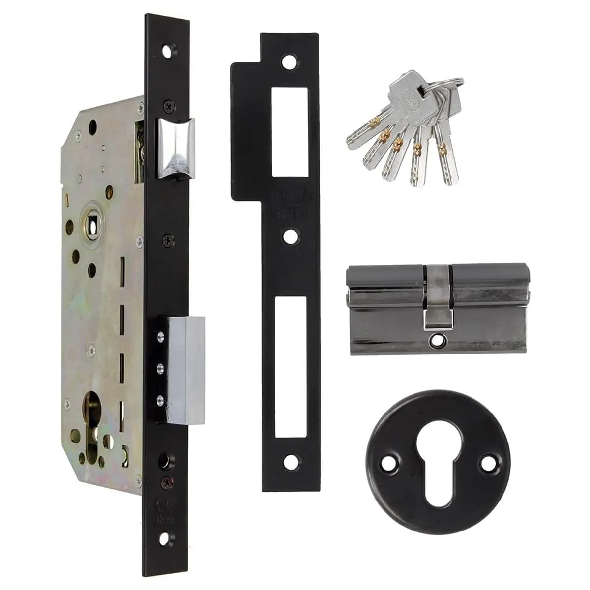 Amig Serratura da Incasso Porta Legno Cromato Opaco 5 Chiavi
