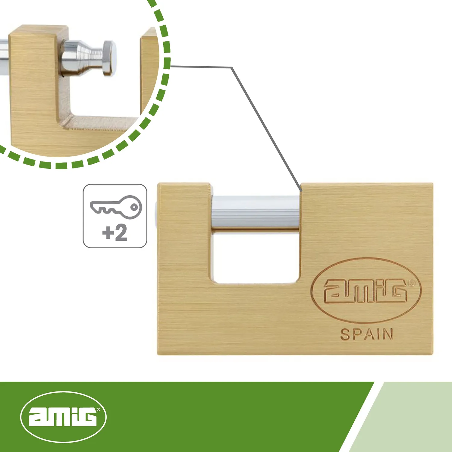 Amig lucchetto rettangolare barra ottone 90 mm antifurto