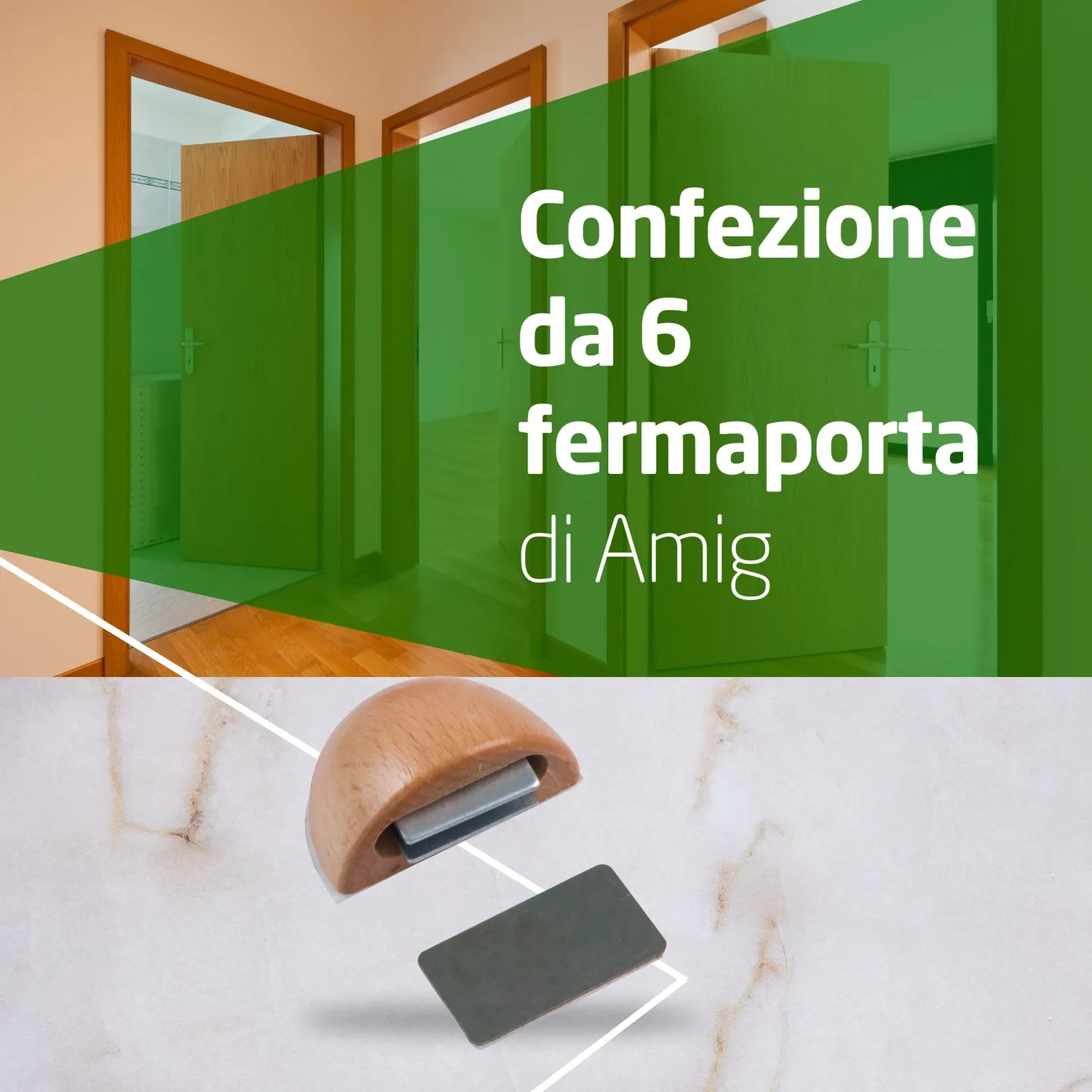 Amig fermaporte magnetici adesivi 48x25 mm faggio 6 pz
