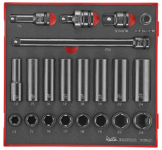 TengTools Set Bussole Impatto 1/2" 21pz ANSI FOAM2