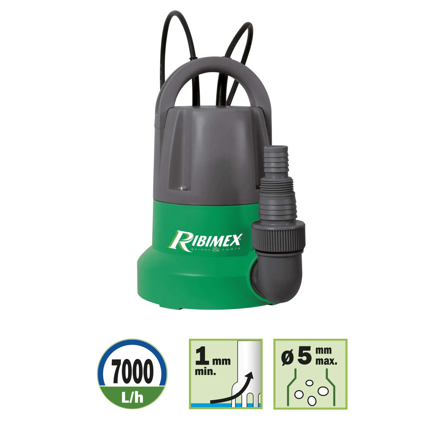 Ribimex Pompa Sommersa Drenante 400 W 7000 L/h Acque Chiare