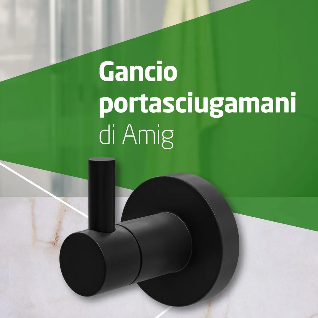Amig Gorliz-5 Gancio Portasciugamani Nero Opaco