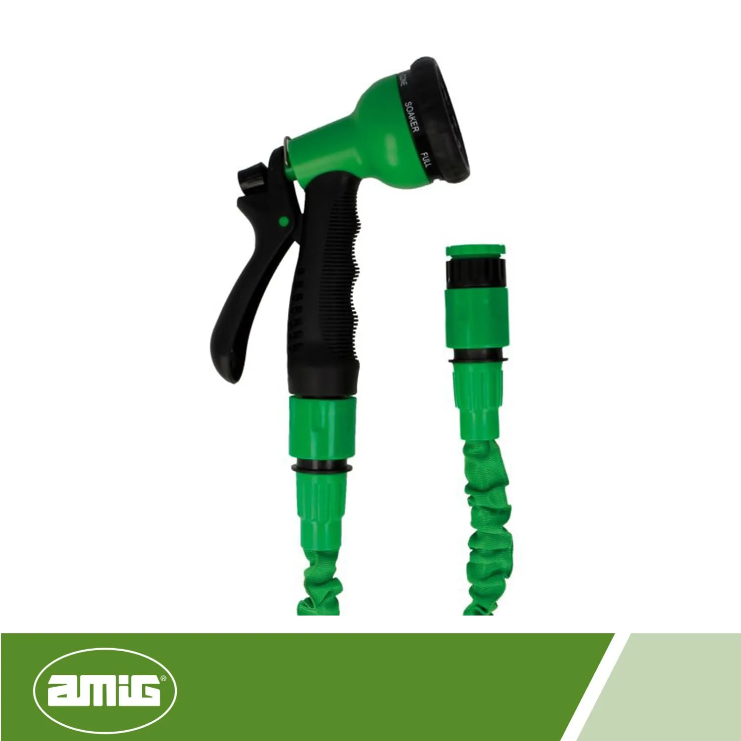 Amig Tubo Estensibile 15 Metri Verde con Pistola Doppio Lattice