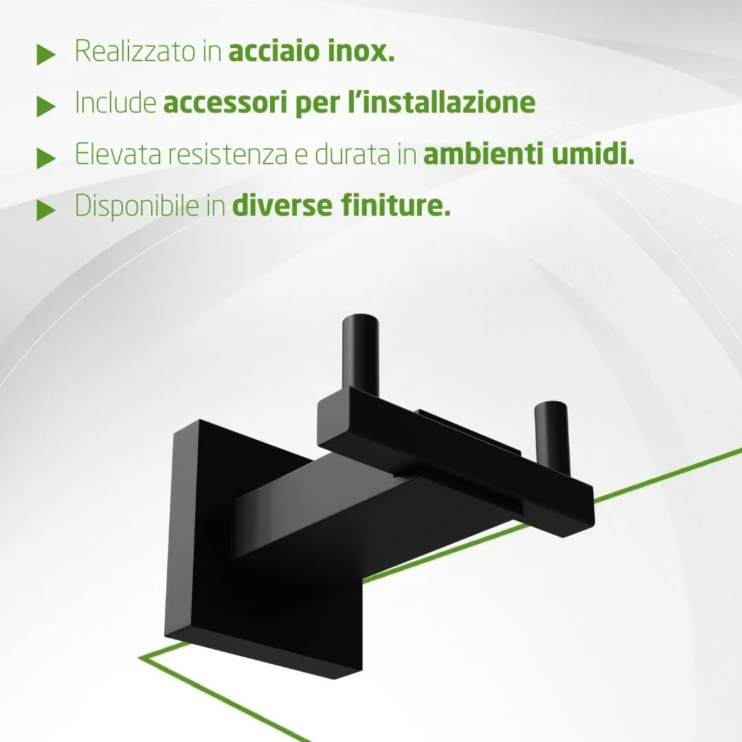 Amig Isla-5 gancio portasciugamani nero opaco acciaio inox