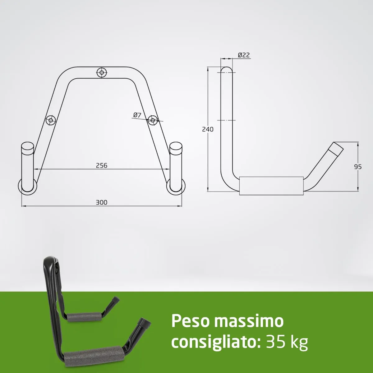Amig Gancio parete 30 kg maniglia a gancio gomma