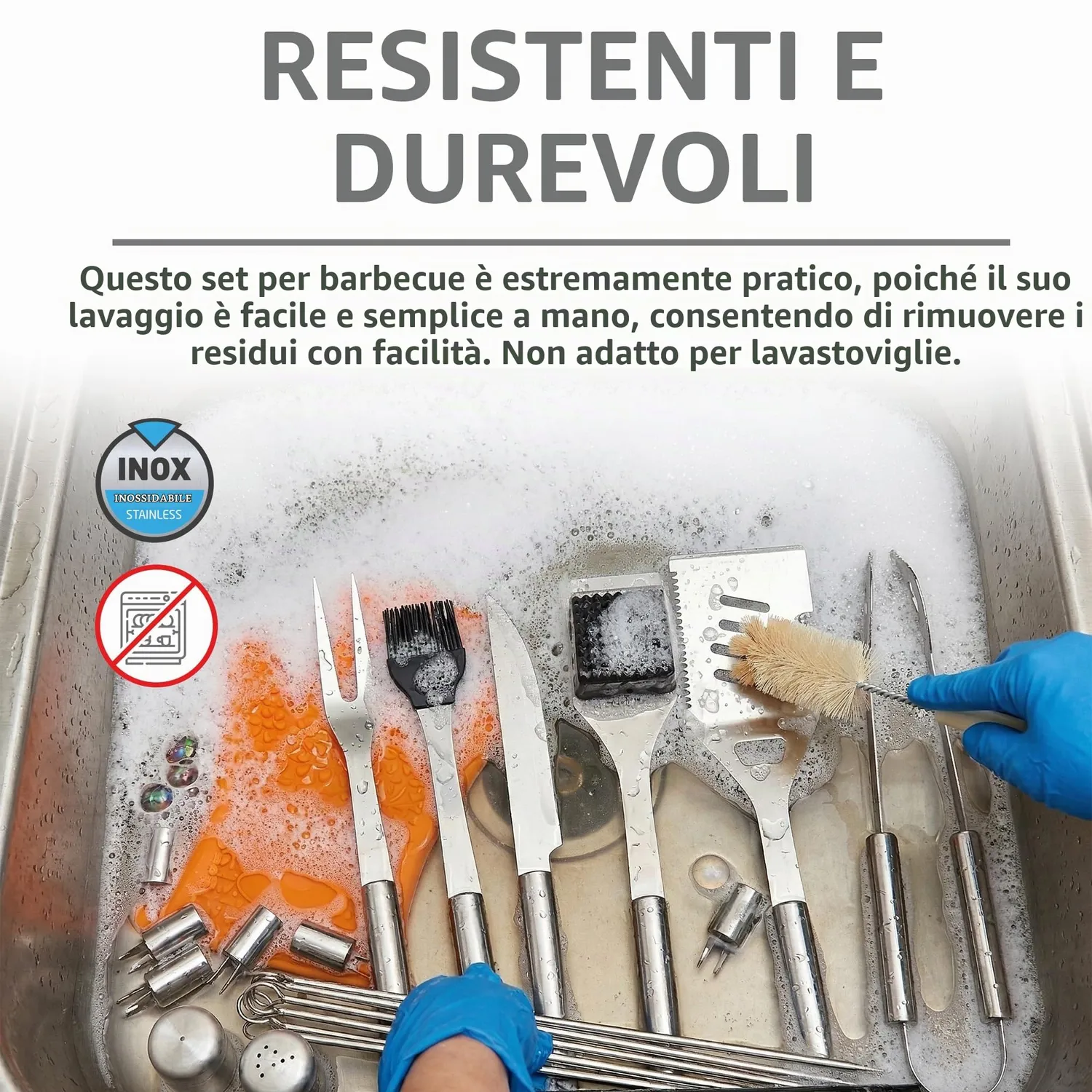 Amig AM18 Kit 28 Accessori Barbecue Inox in Valigetta