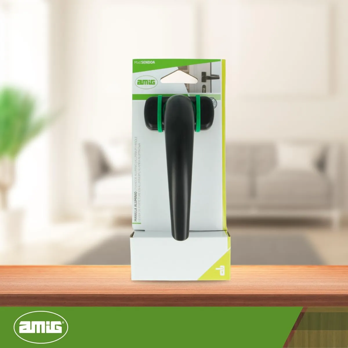 Amig Sendoa maniglia rosetta alluminio nero 125 mm
