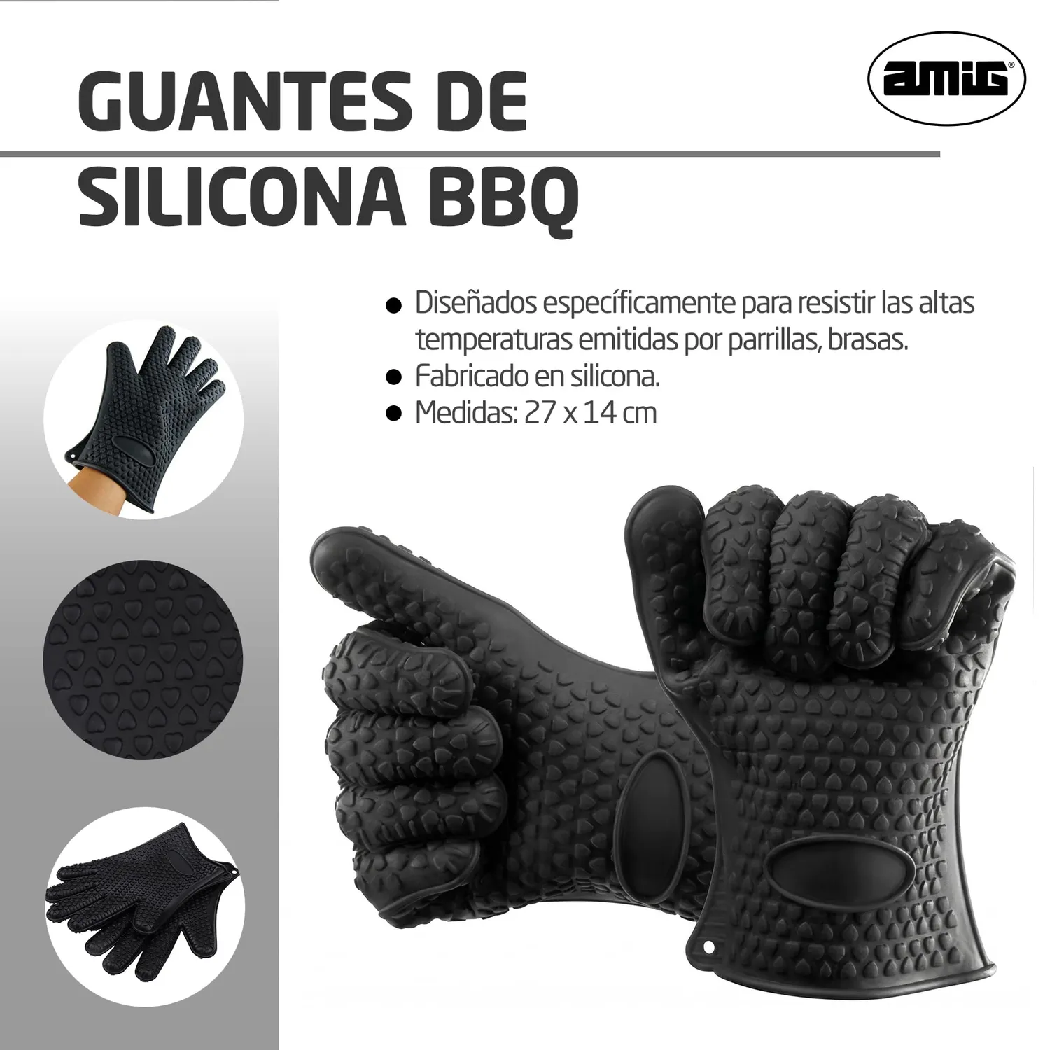 Amig AM16 Guanti Silicone Barbecue 27x14 cm Resistenti