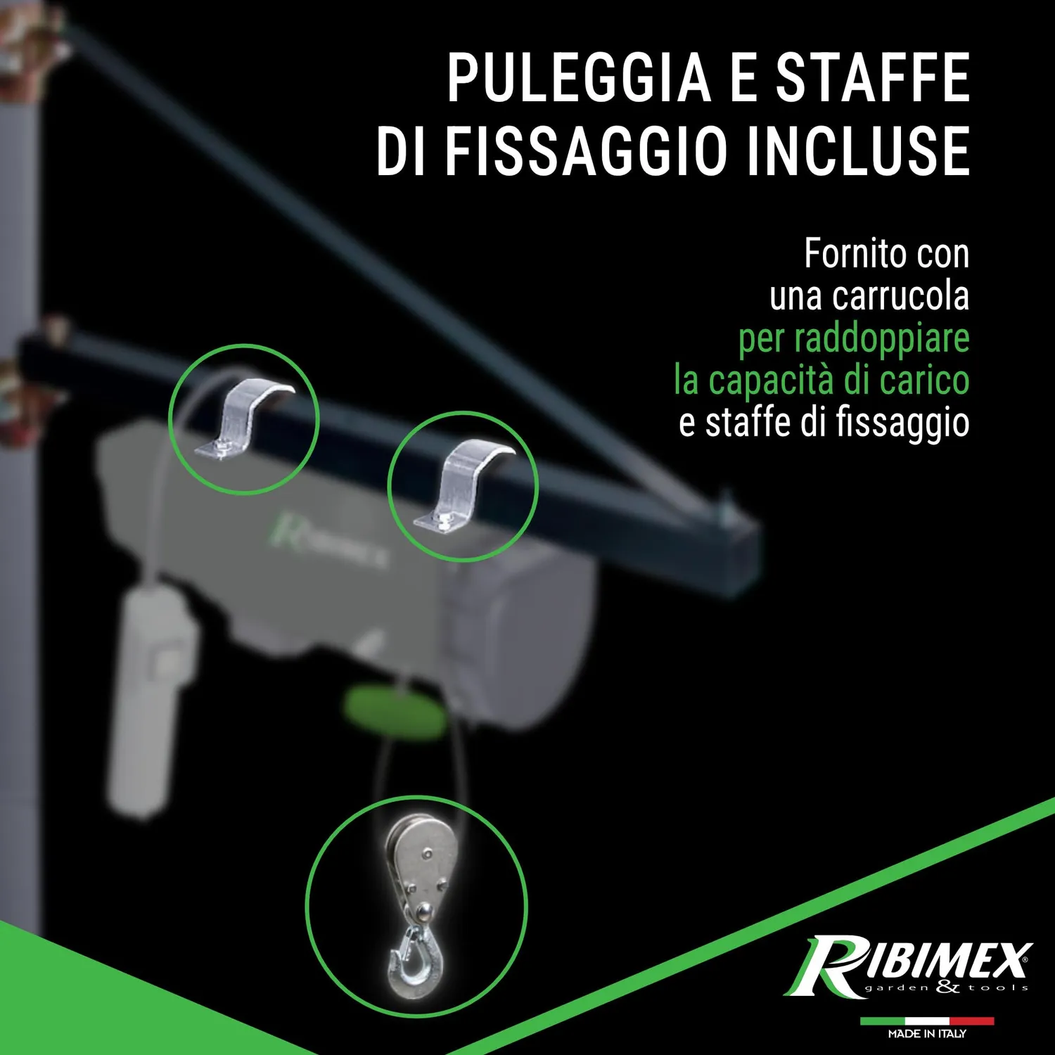 Ribimex PE125/250C/1 paranco elettrico 125/250 kg cavo 18 m