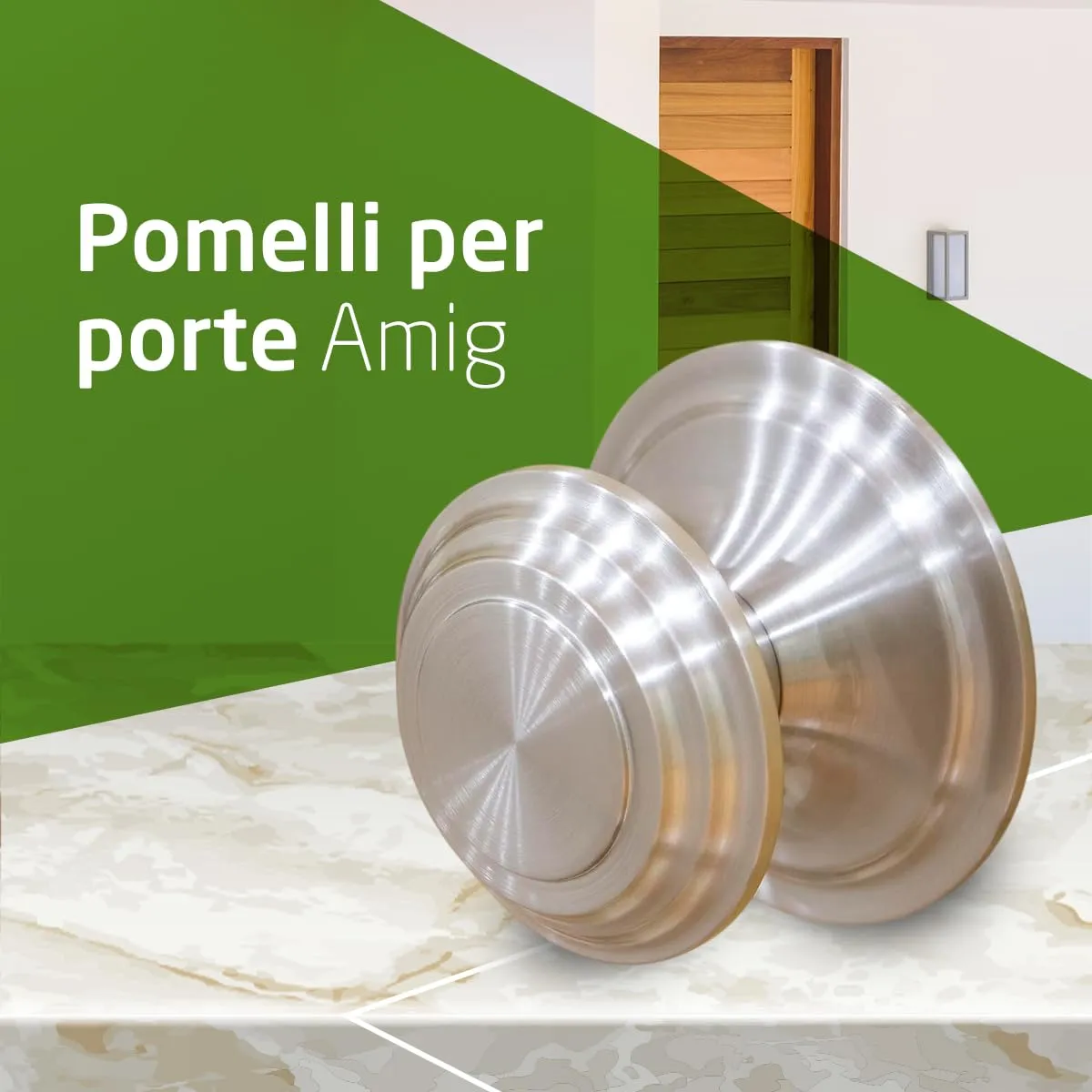 Amig pomello porta ottone Ø76 mm cromo opaco massiccio