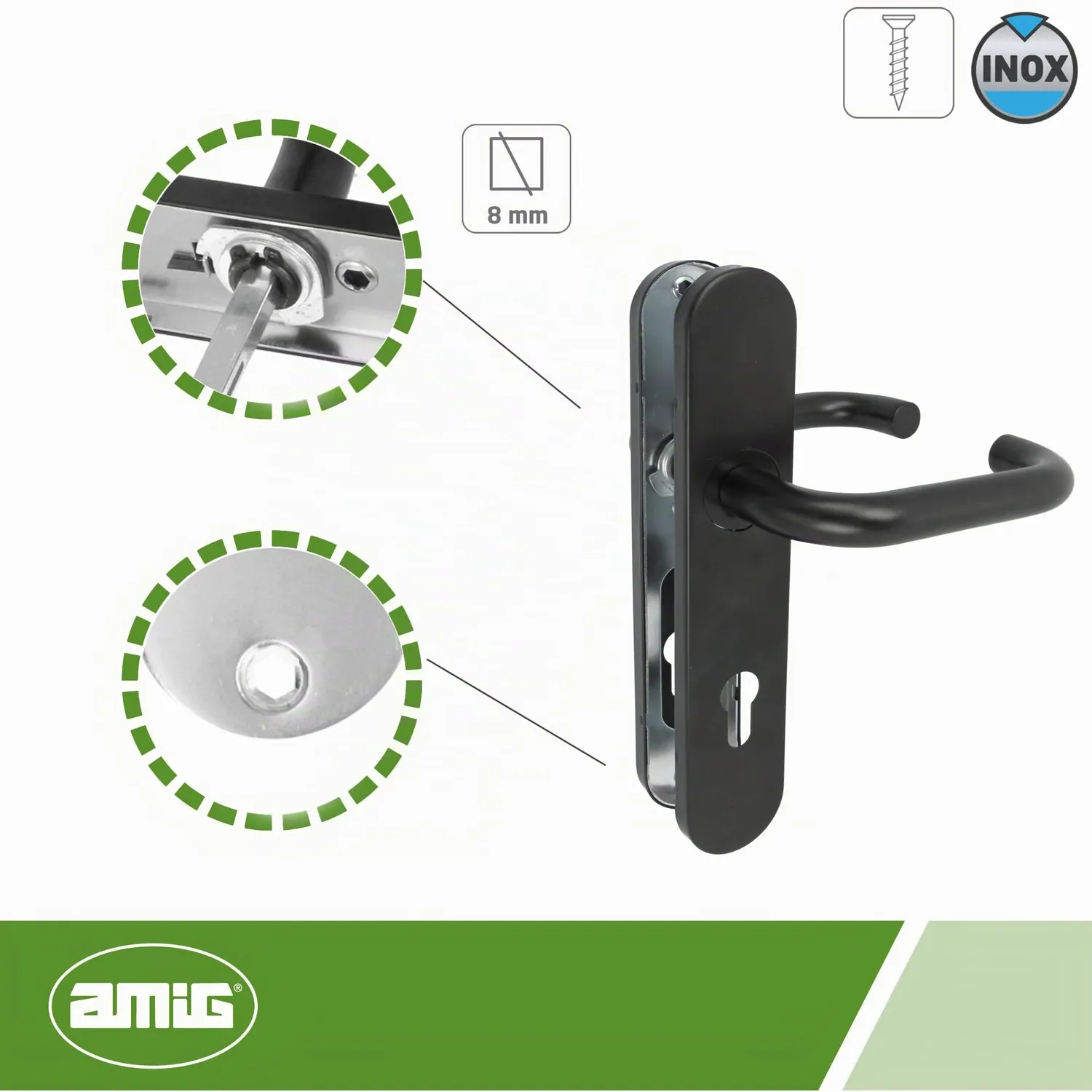 Amig Set Maniglia Placca 245x45 con Bocallave Nera