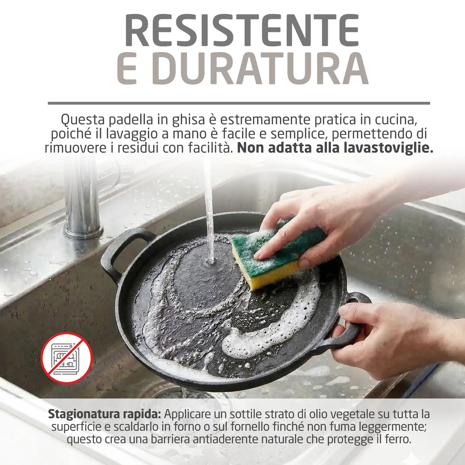Amig AM39 padella ghisa 31 cm barbecue alta resistenza