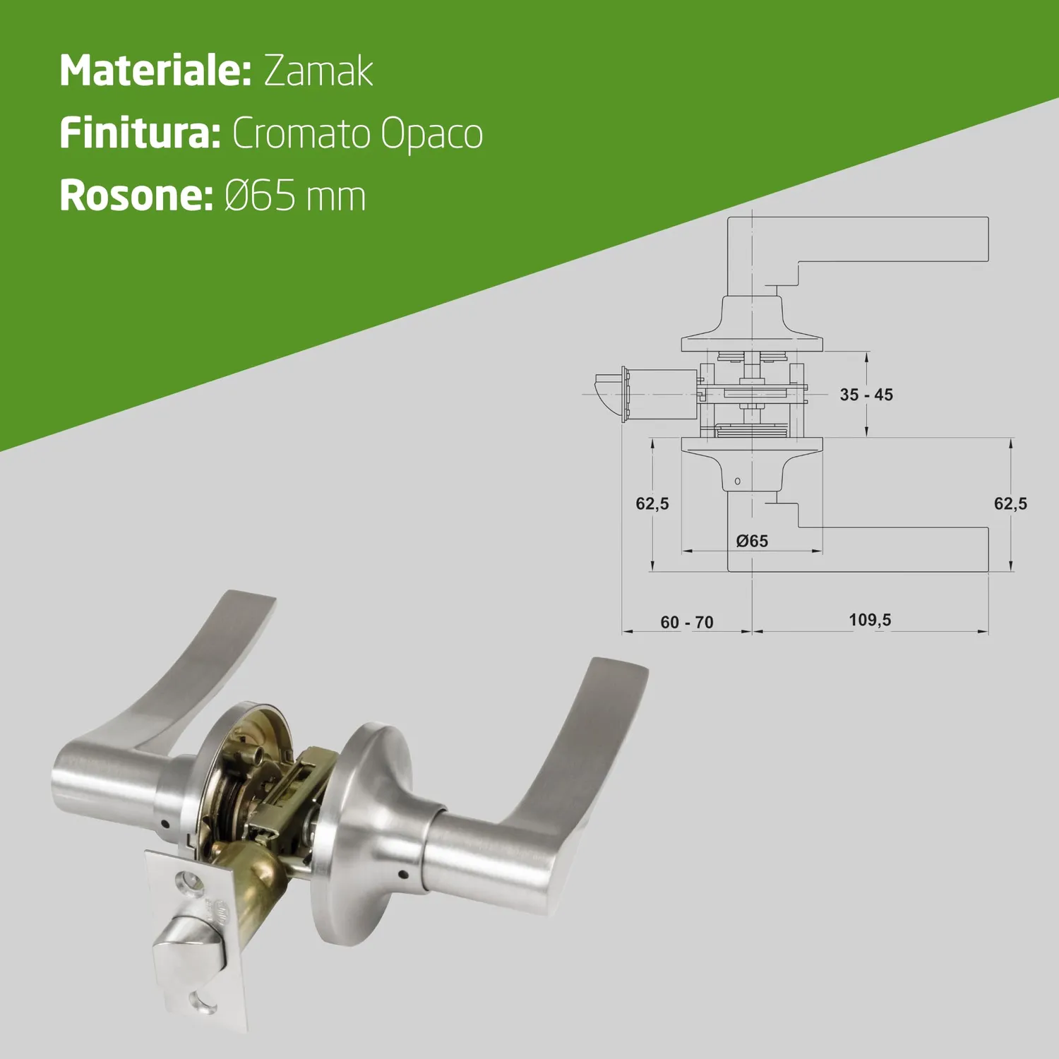 Amig 711 maniglia di passaggio cromato opaco 60/70 mm