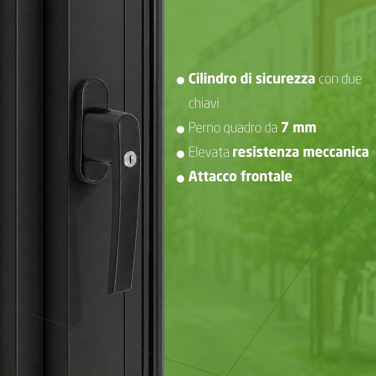 Amig 2550 Maniglia Finestra con Chiave Nera Alluminio