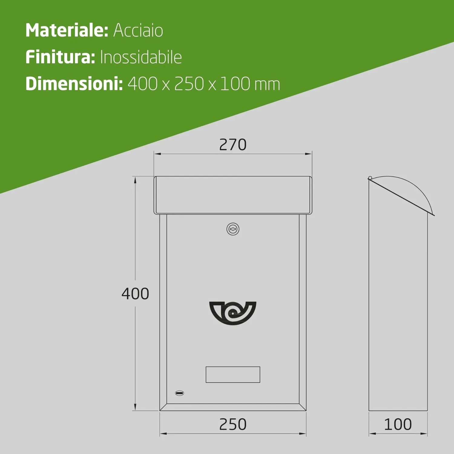Amig Mod. 2 cassetta postale esterno 400 mm inox