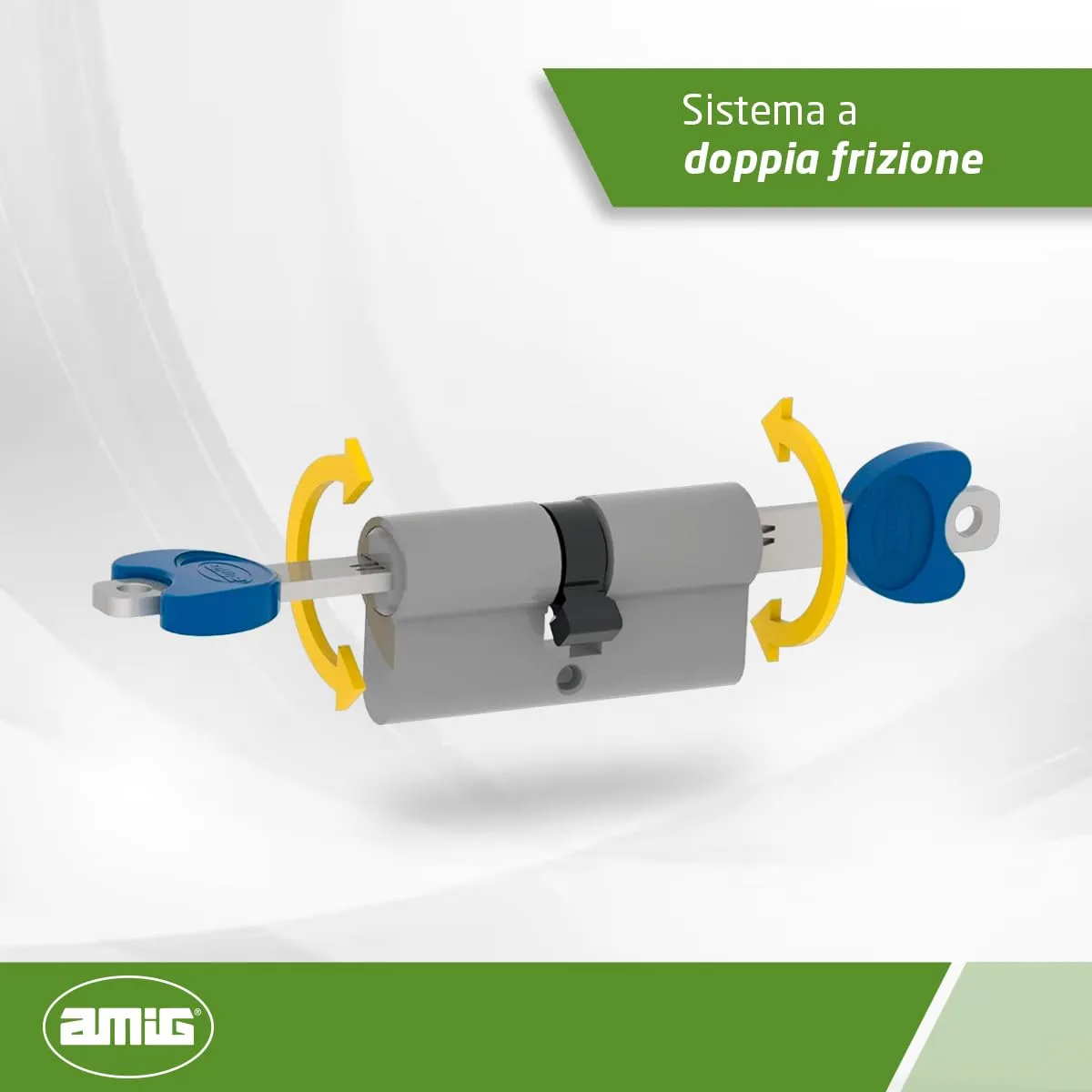 Amig 20000 cilindro serratura 90 mm 45-45 cromo opaco antitrapano