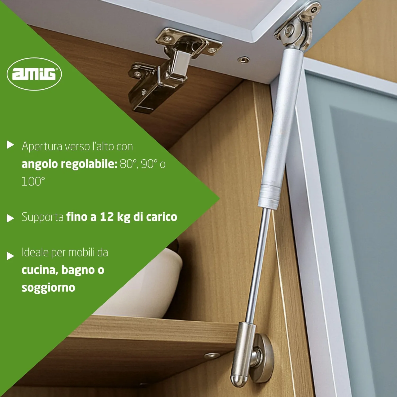 Amig Mod.98 compasso a gas 12 kg argento anta ribalta