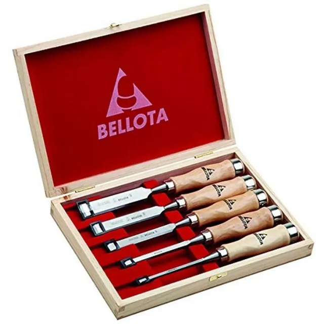 Bellota kit 5 scalpelli manico legno acciaio cromo vanadio