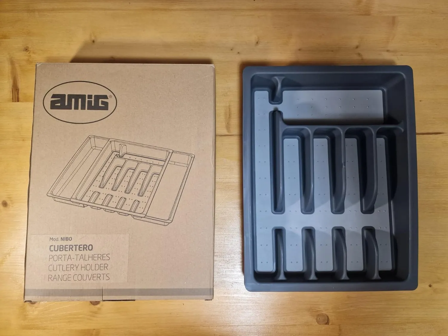 Amig Nibo portaposate estensibile da cassetto grigio