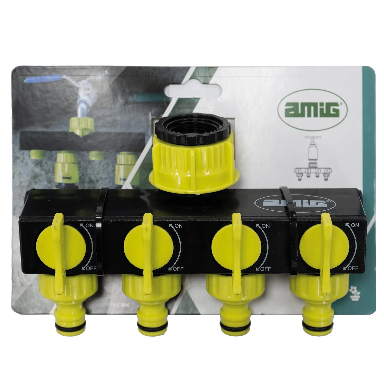 Amig Sdoppiatore Rubinetto 4 Vie 1"-3/4" Verde Pistacchio