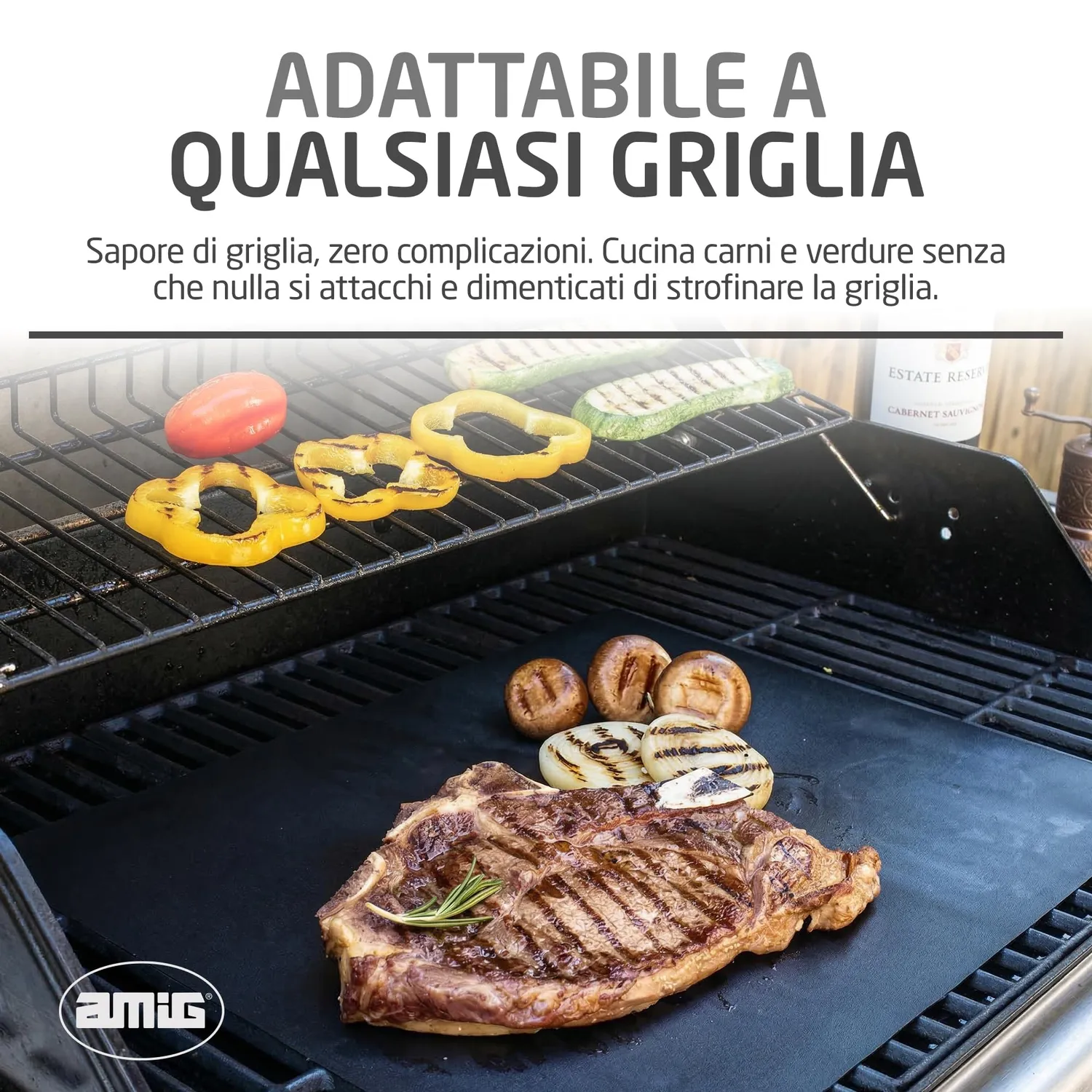 Amig AM11 Tappetini da Forno 50x40 cm 2 Pezzi Nero Oro