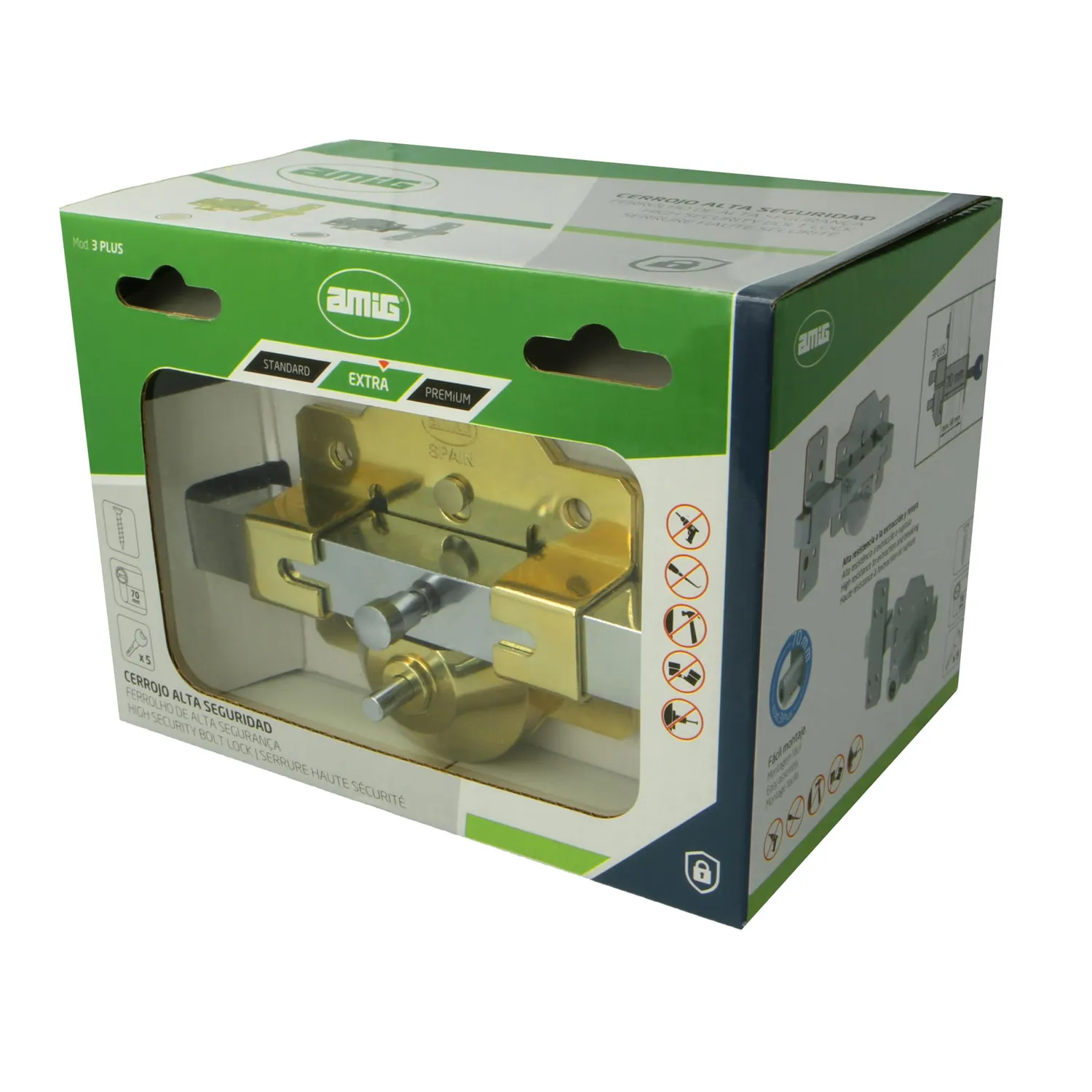 Amig 3 Plus Serratura Sovrapposizione Oro 90x154 mm