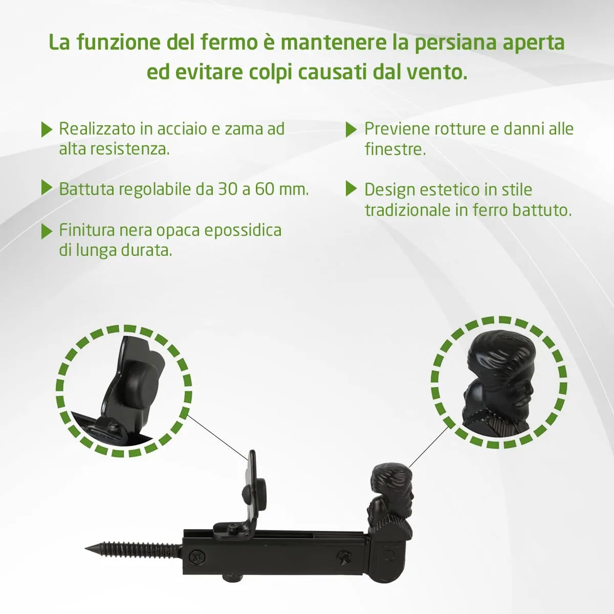 Amig ferma persiana acciaio nero opaco 100x123 mm