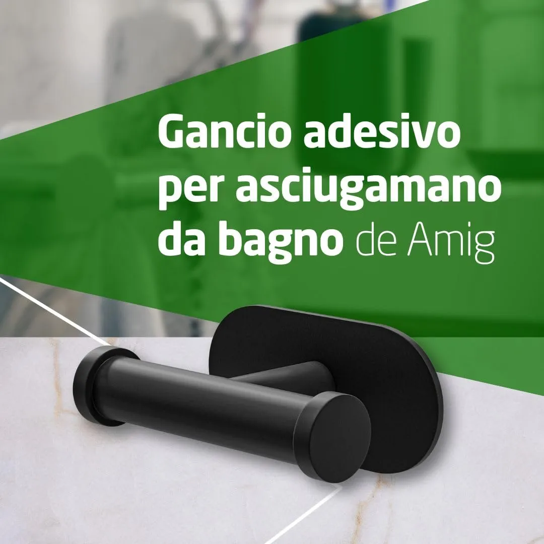 Amig Ea-5 Gancio Bagno Adesivo Nero Opaco Inox