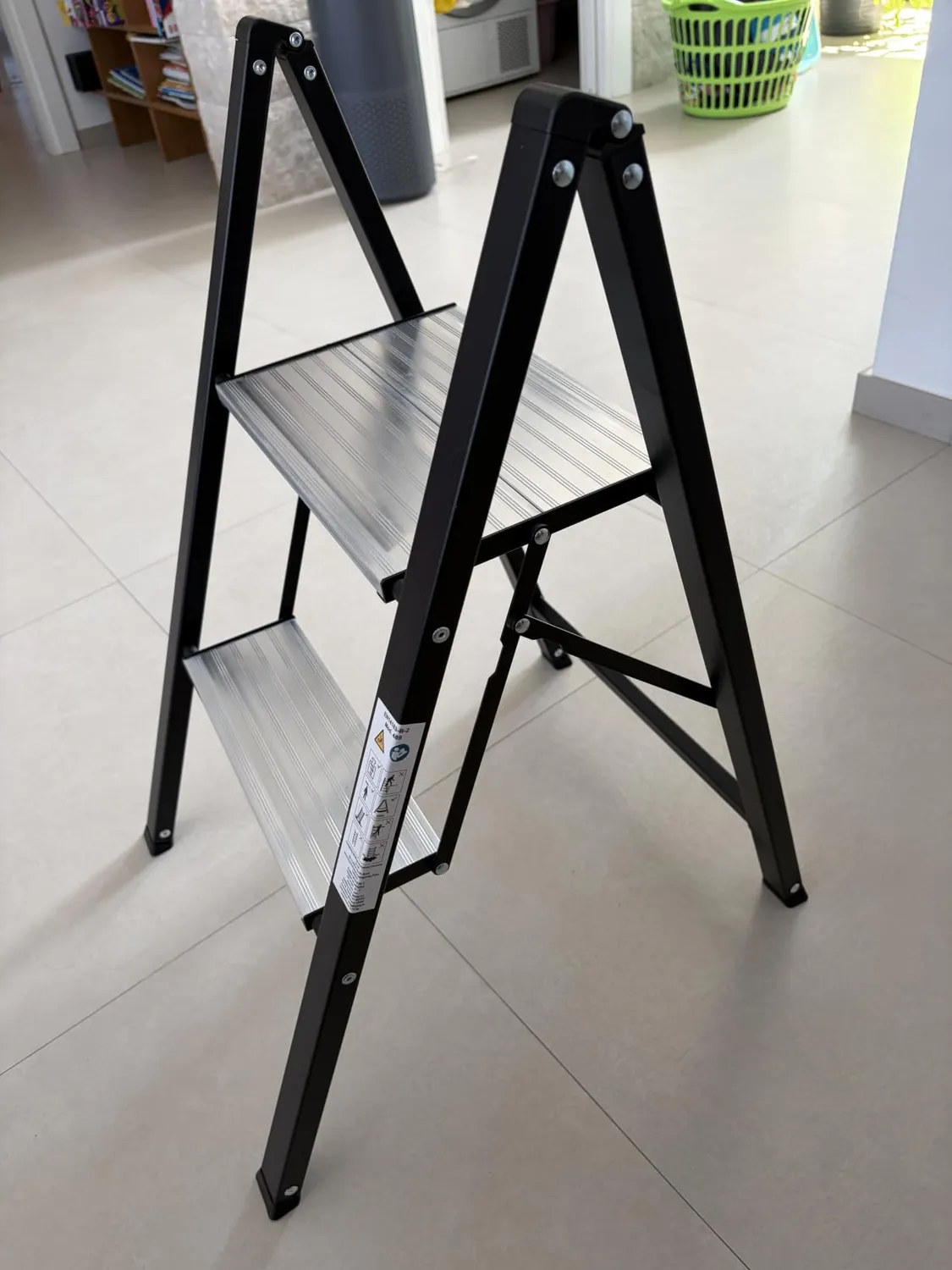Amig Sgabello Pieghevole 2 Gradini Nero 66x48x40 cm