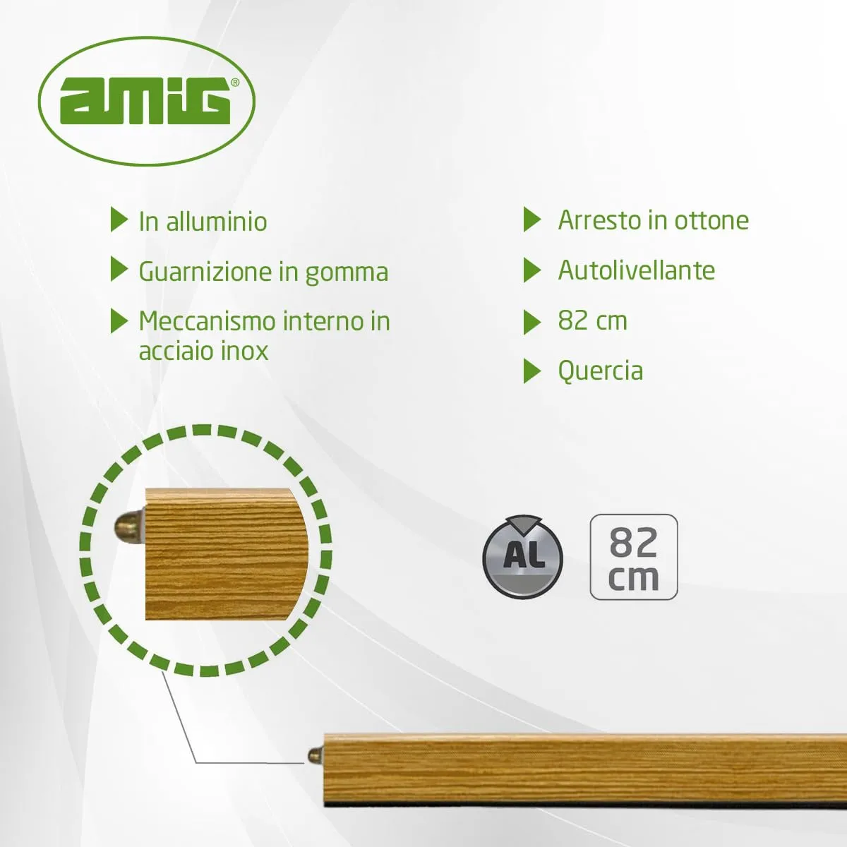 Amig Paraspifferi Automatico a Vite 82 cm Quercia Alluminio