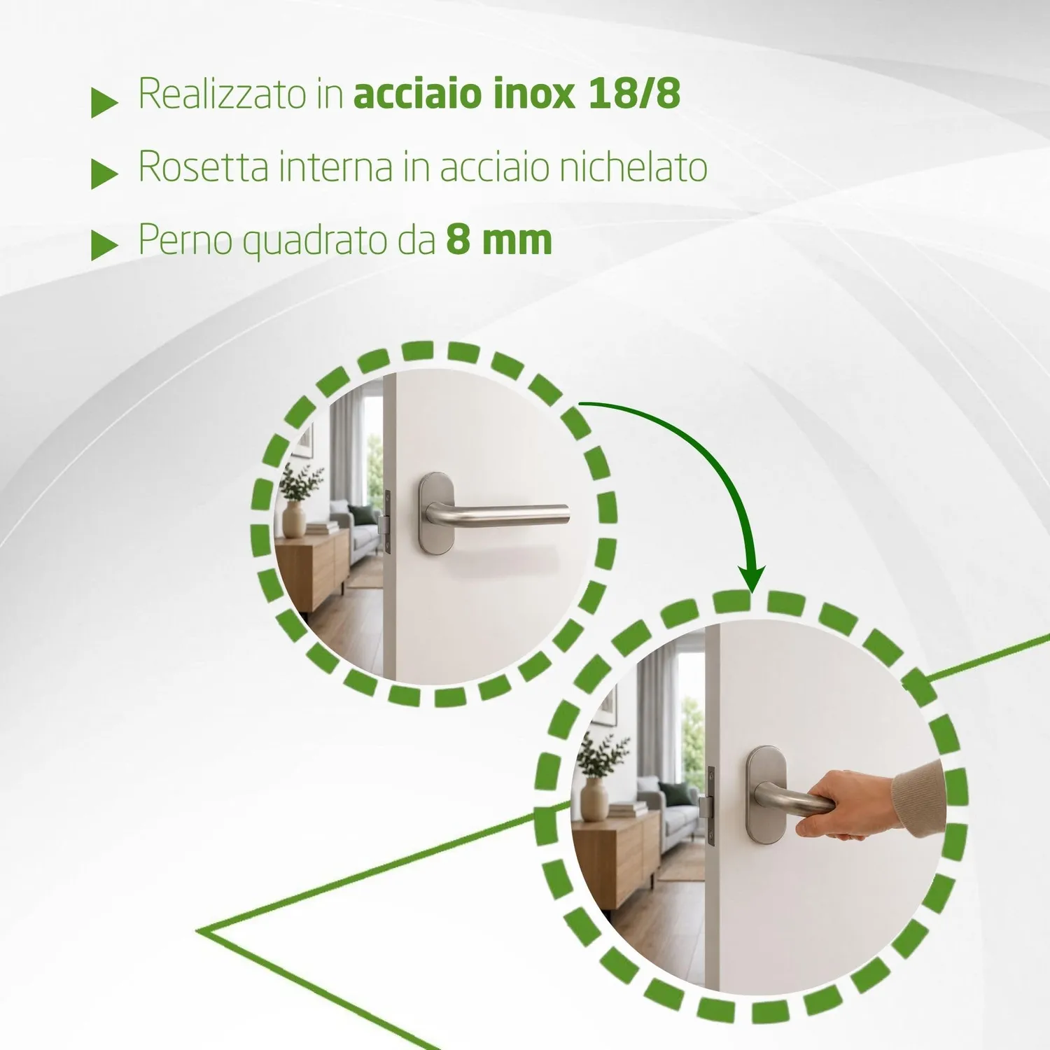 Amig Modello 4 O set maniglie porte inox opaco