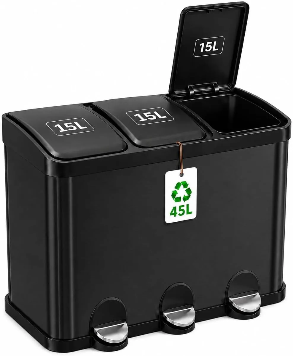 Amig RECIK3-3 pattumiera tripla 45L argento inox