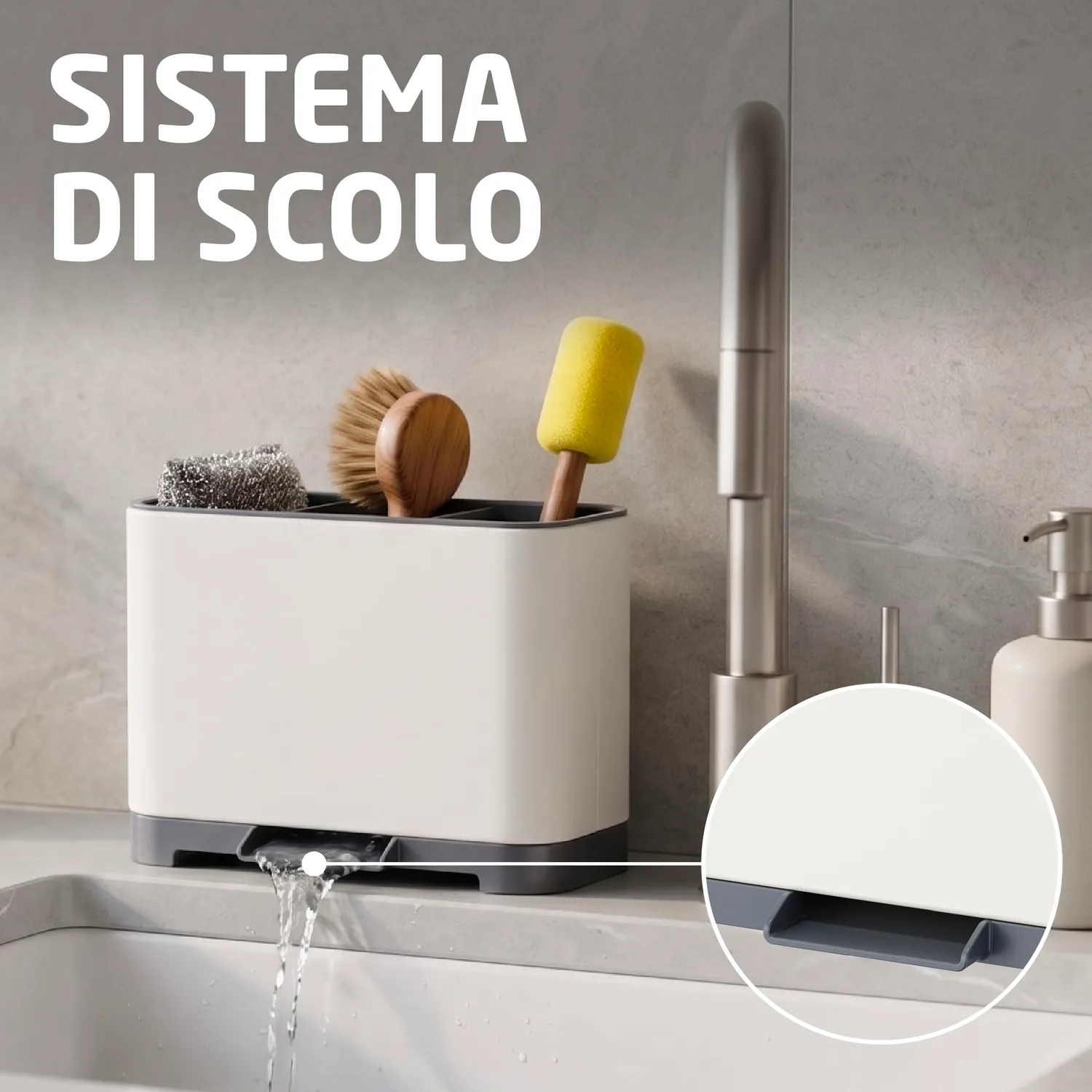 Amig Noxi Soft organizzatore lavello 13,5 cm bianco