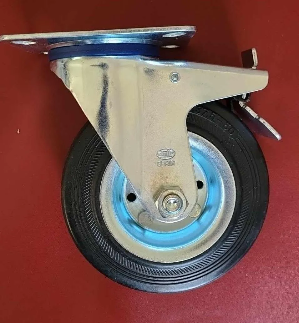 Amig Set 4 Ruote con Freno 125 mm 120 Kg Gomma
