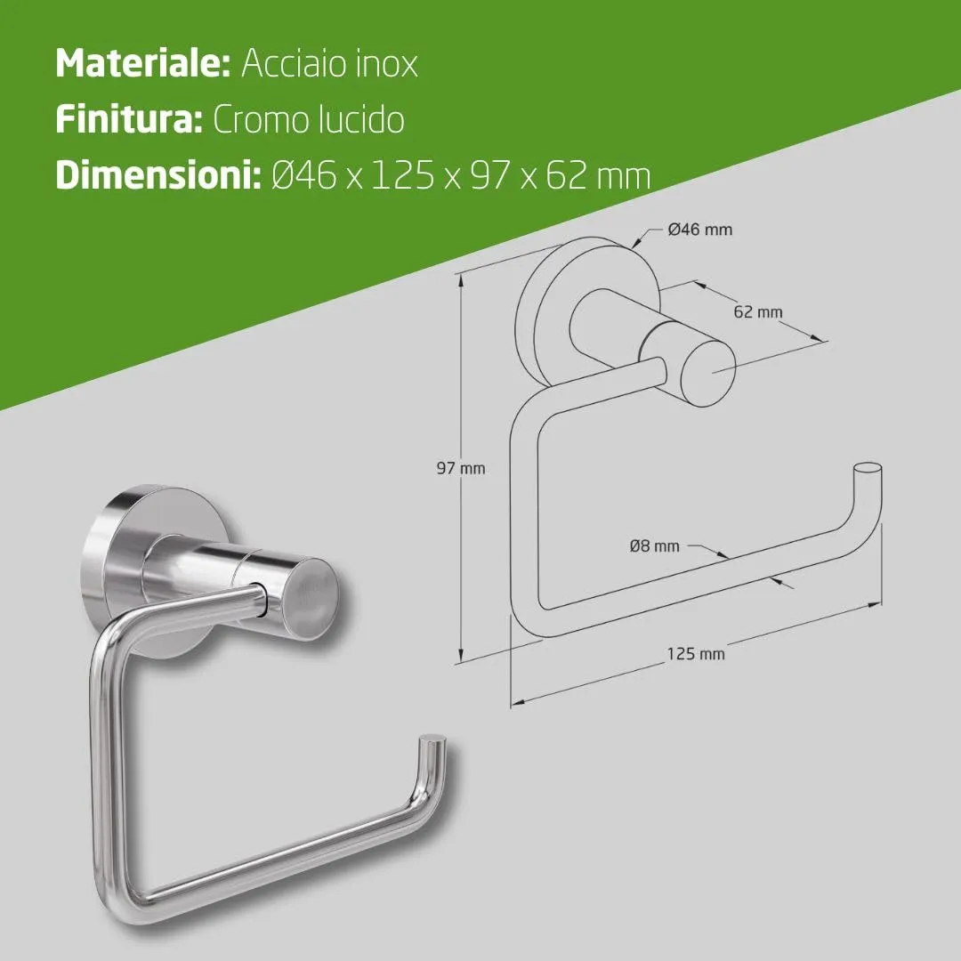 Amig Gorliz-4 portarotolo bagno acciaio argento cromo