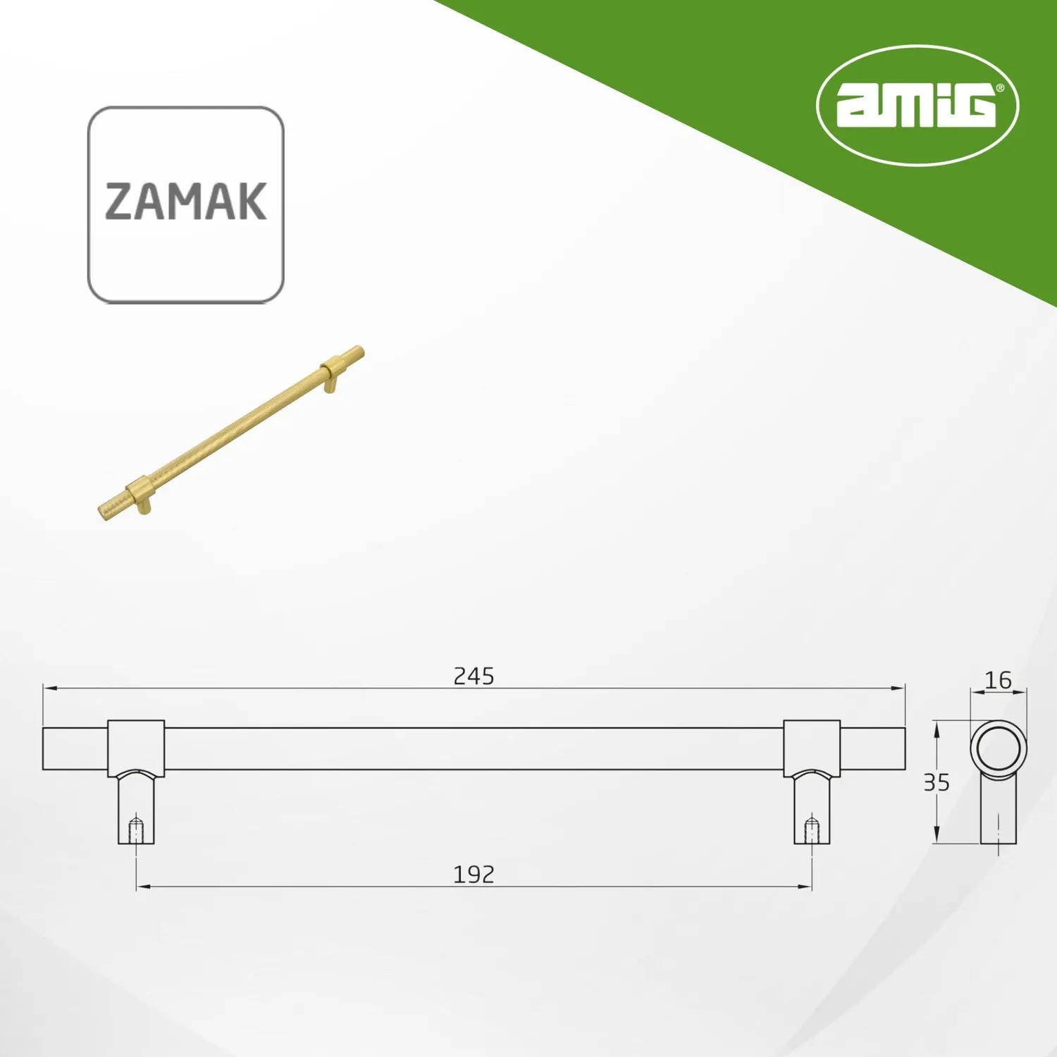 Amig Mod. 836 maniglie mobili 192 mm oro acciaio 2 pezzi