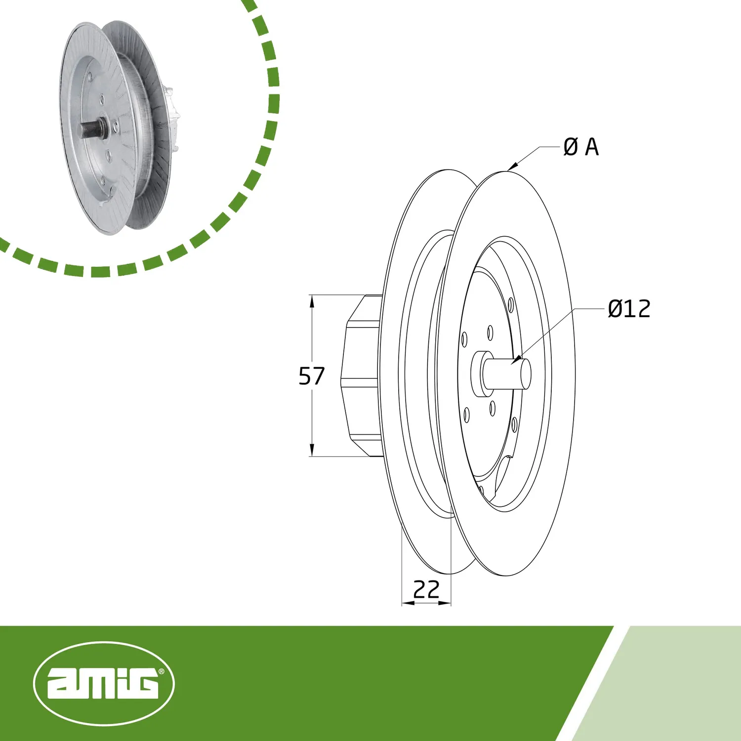 Amig Puleggia Tapparella Acciaio 180 mm Nastro 22 mm