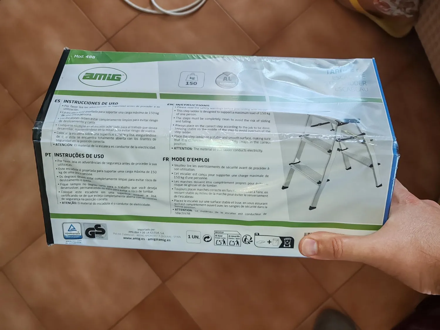 Amig sgabello pieghevole alluminio 2 gradini 39x44 cm