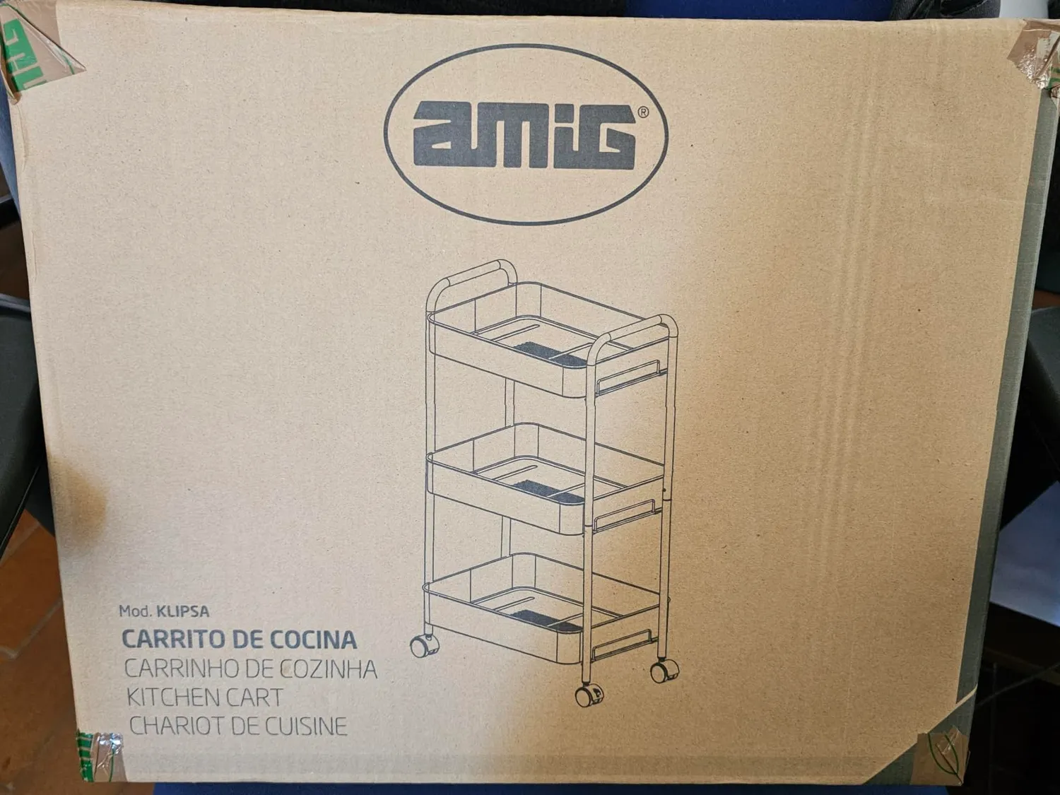 Amig Klipsa carrello cucina bianco 3 ripiani