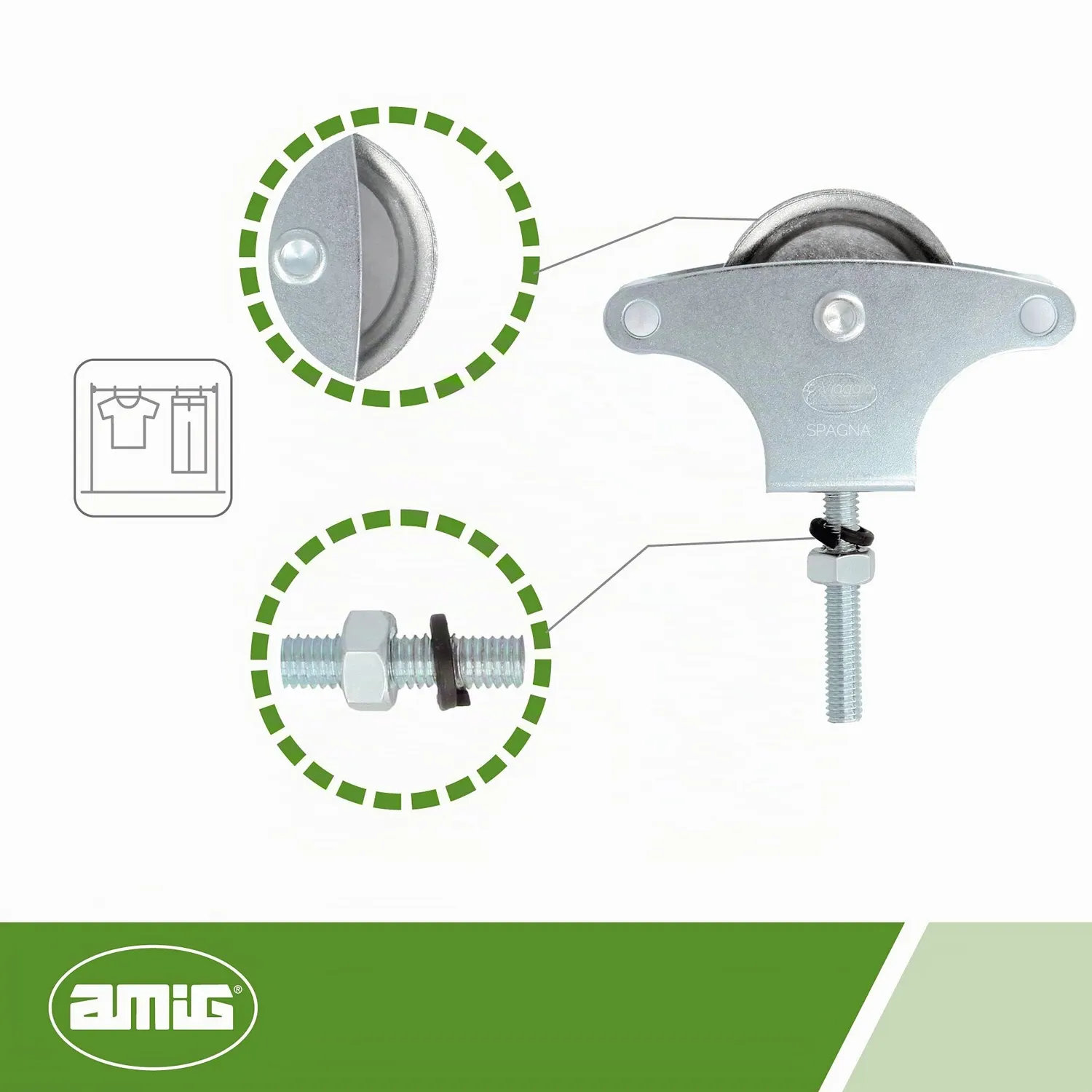 Amig 25 Carrucola Stendibiancheria Acciaio 39 mm