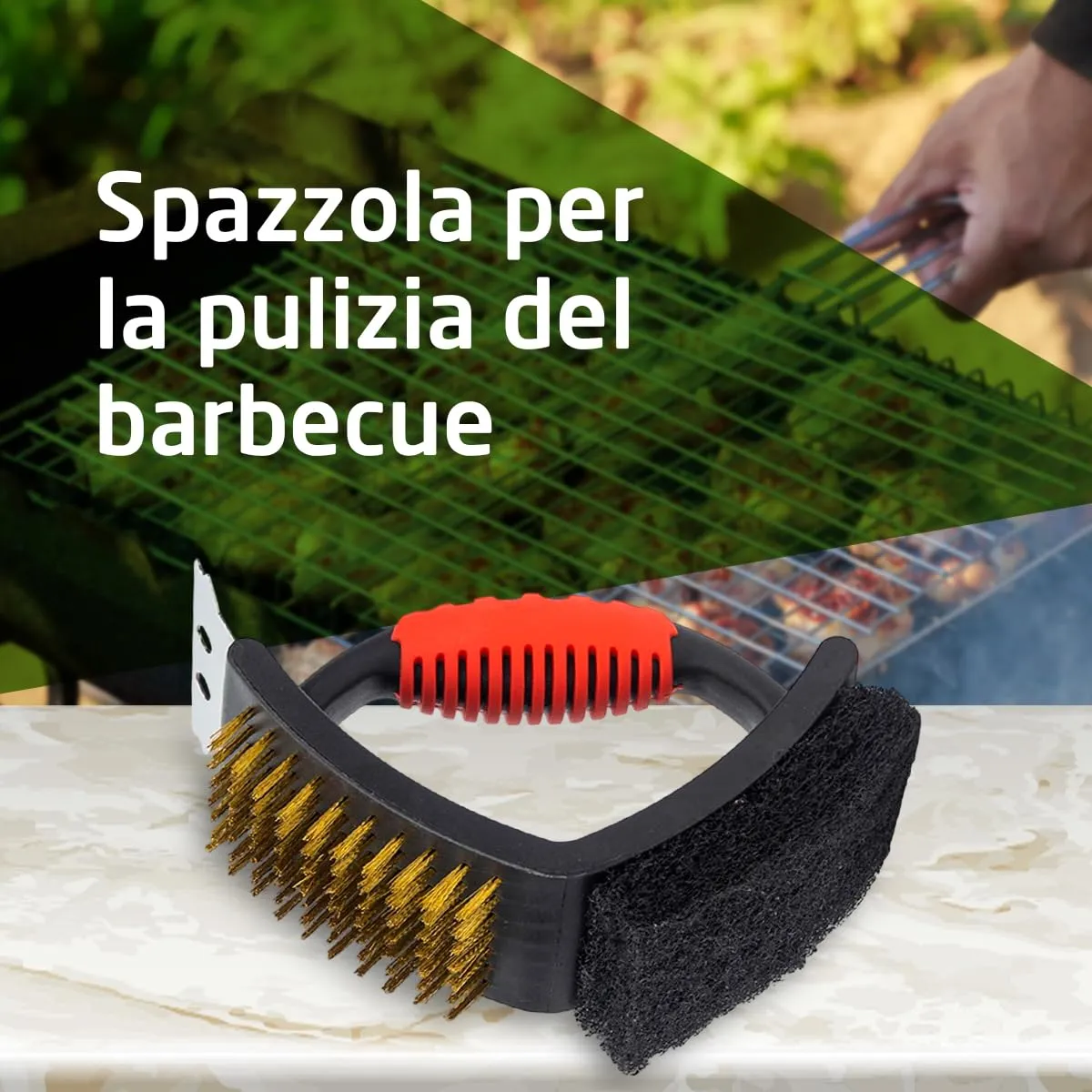 Amig Fireplus Spazzola Barbecue 3 in 1 Rame 16,5 cm