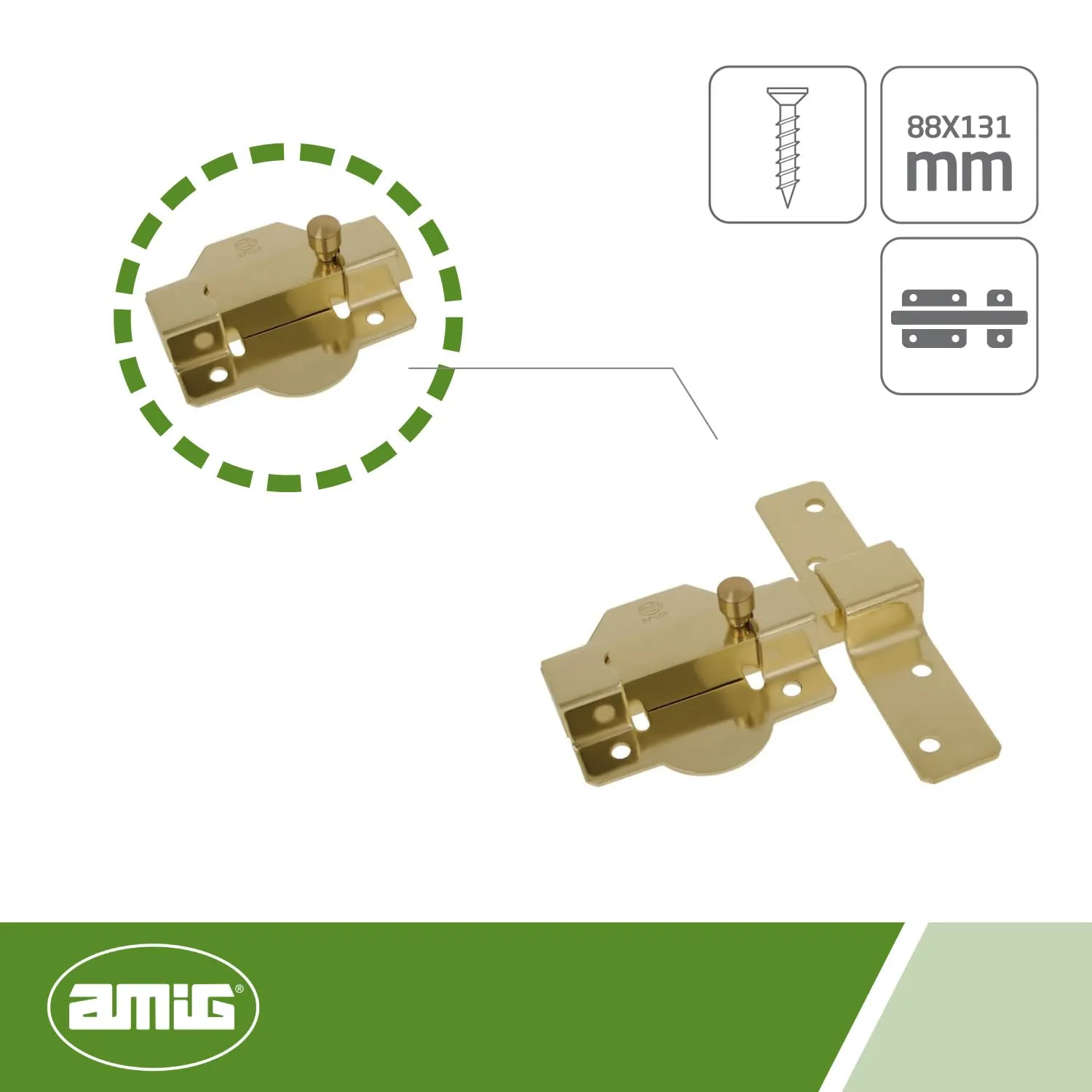 Amig catenaccio oro 88x131 mm chiavistello porte legno acciaio