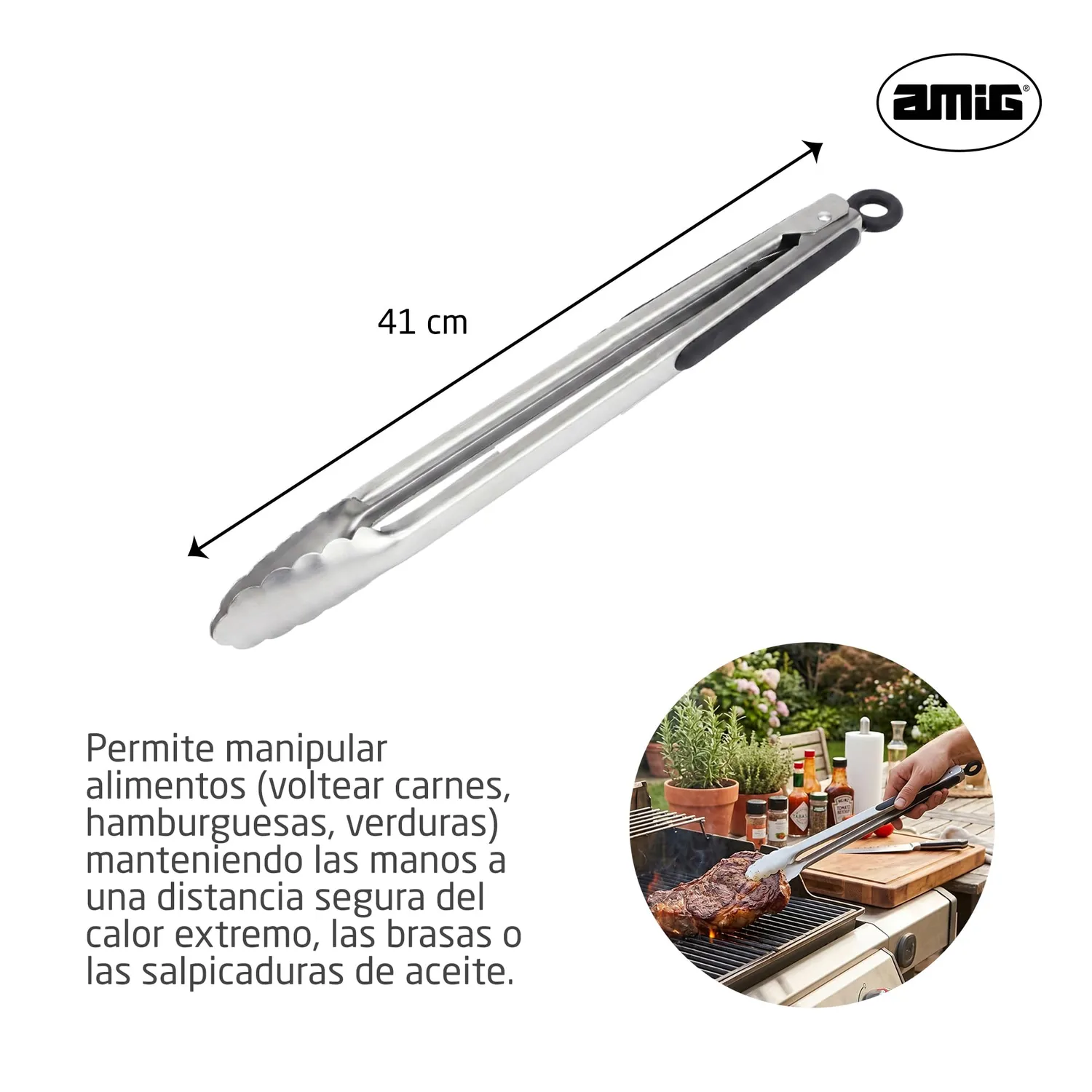 Amig AM33 pinza barbecue 34,5 cm acciaio