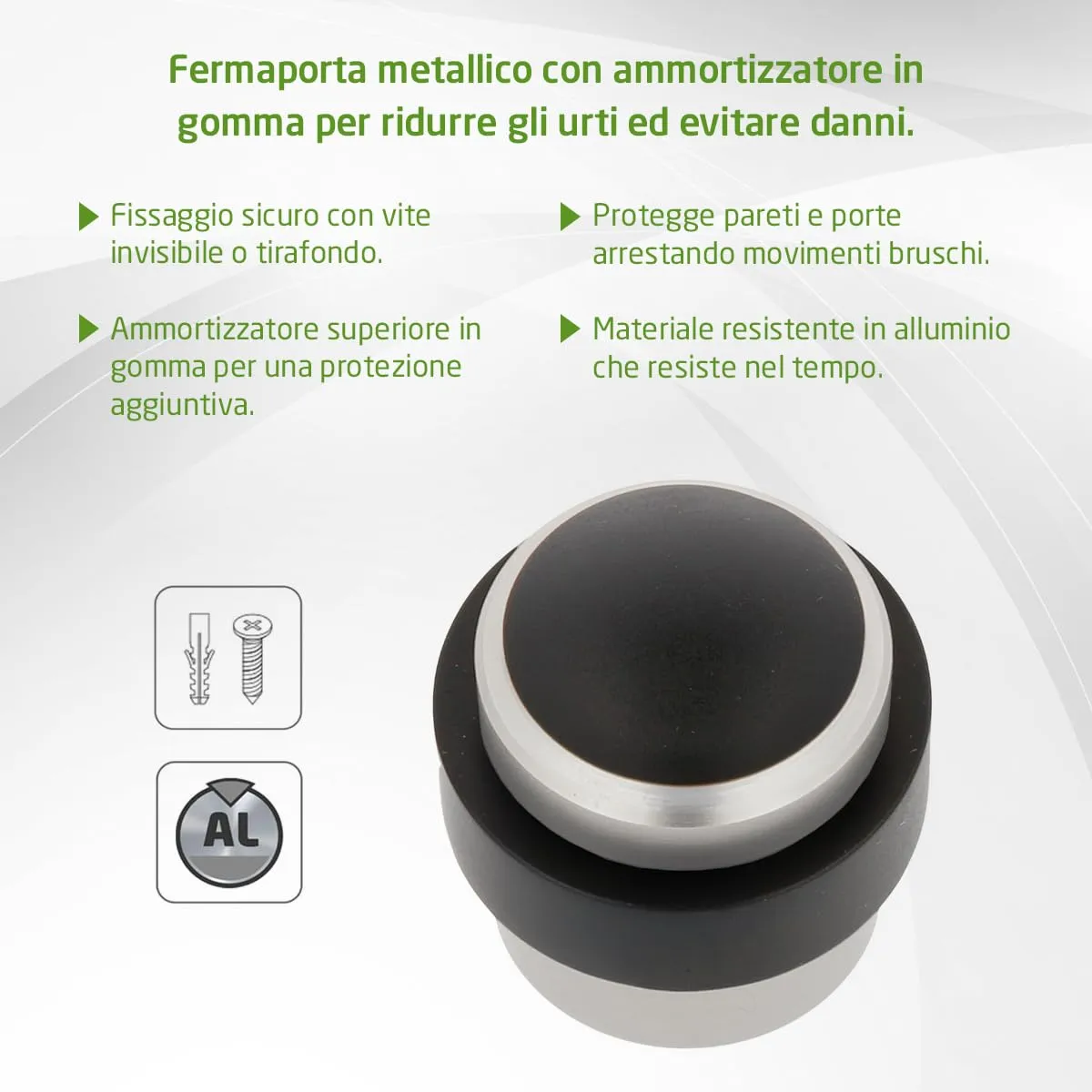 Amig Mod.205 Fermaporta Pavimento Ø30 Nichel Spazzolato